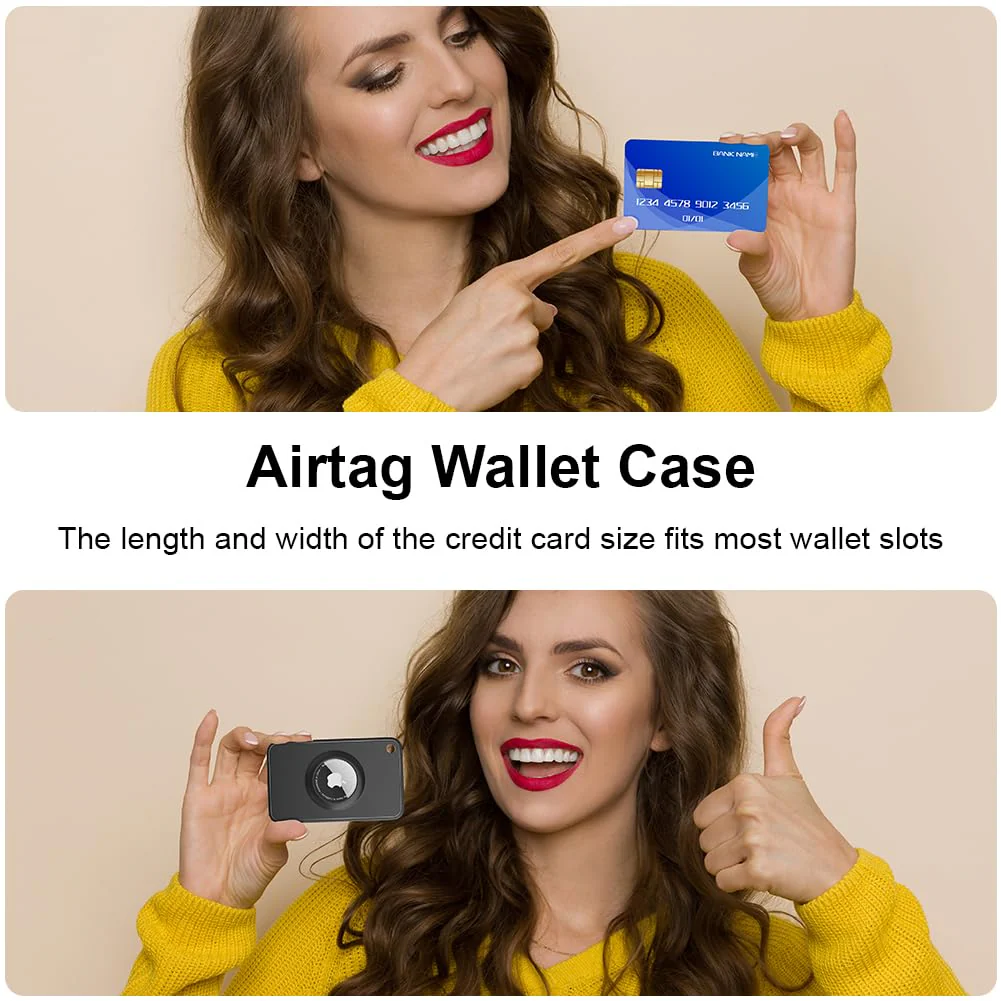 2-Pack Airtag Wallet Holder - Silicone Slim Airtag Card Holder for Apple Airtag - Ultra-Thin Air Tag Cardholder for Purses, Handbags, Backpack Wallets & Clutch Bags Black - Image 6