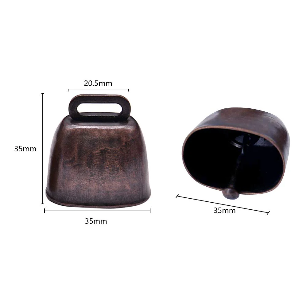 2 Pack Antique Style Metal Cow Bells, Super Loud Horse Sheep Copper Bells, Cattle Farm Animal Brass Bells, Metal Pet Bells Bronze Bell (Red Bronze) - Image 2