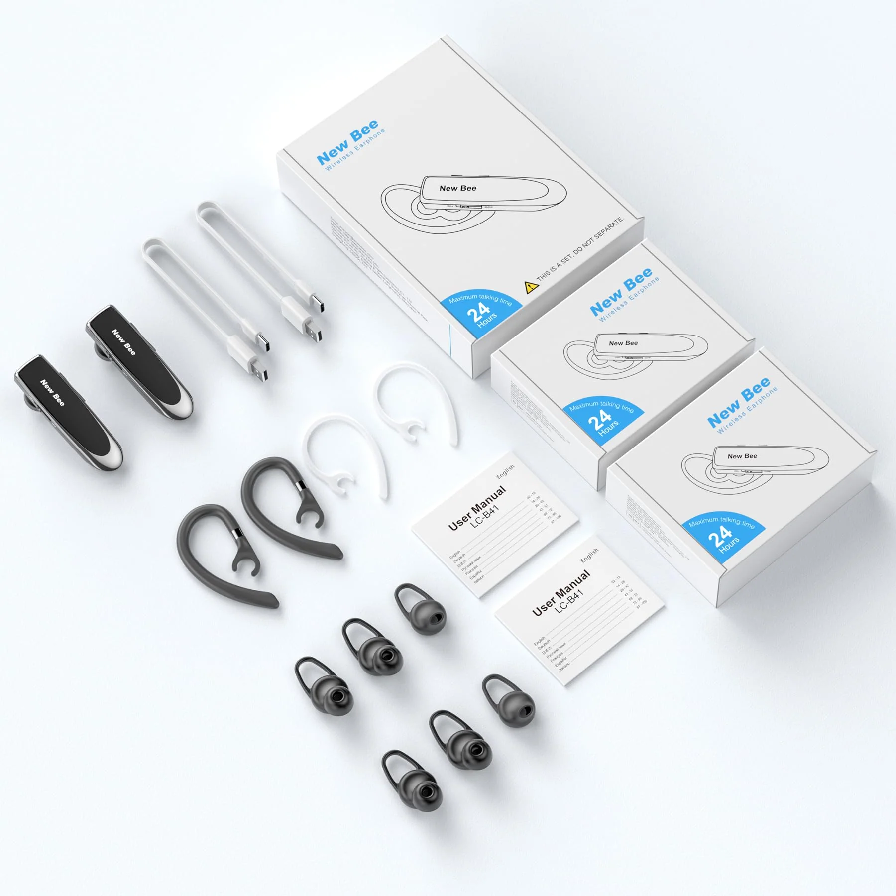 [2 Pack] Bluetooth Earpiece Wireless Handsfree Headset V5.0 24 Hrs Driving with Mic 60 Days Standby Bluetooth Headset for iPhone Android Samsung Driver Black - Image 5