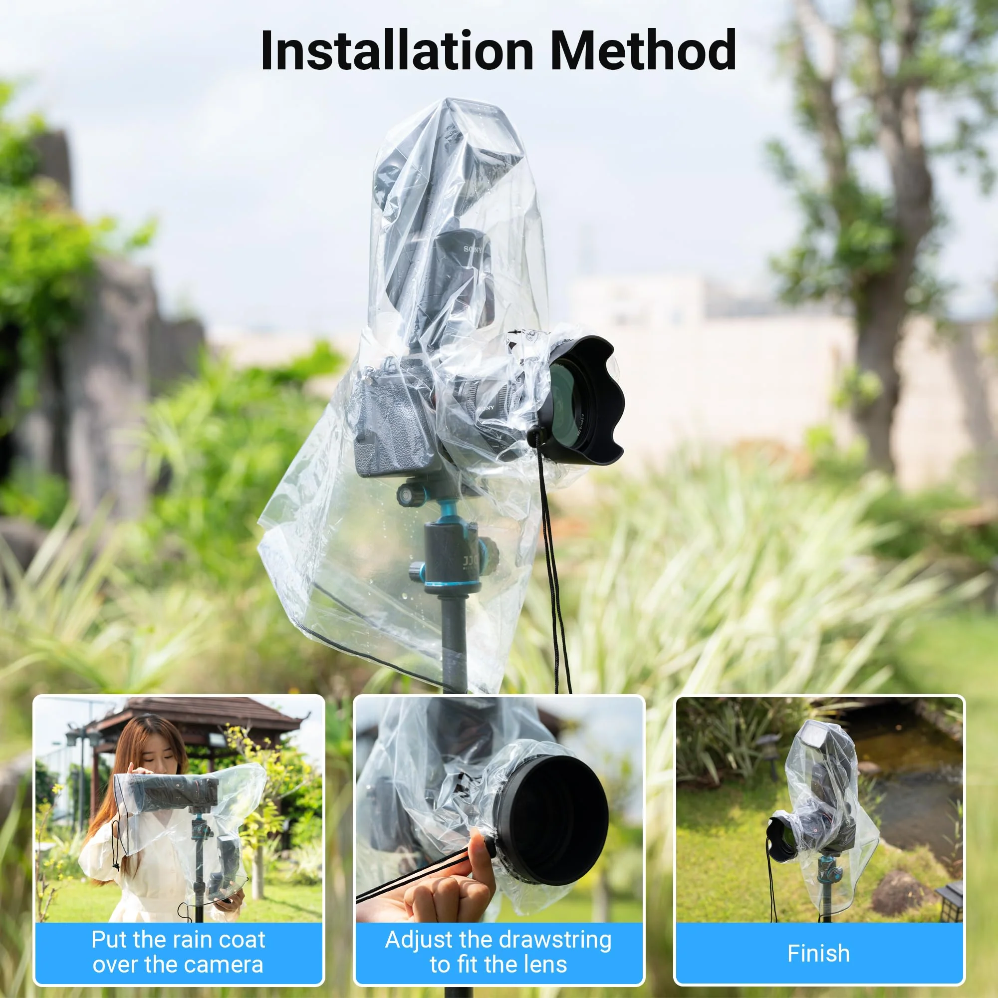 2 Pack Camera Lens Rain Cover Raincoat with Flash Clear Dust Proof Sleeve Protection for Canon EOS 4000D 1200D 90D 80D 77D 70D 5D 6D 7D Mark II R10 R7 R5 R6 Rp R Rebel T8i T7i T7 T6i SL3 SX70 SX60 HS (2 Pack)for Camera with Flash - Image 5