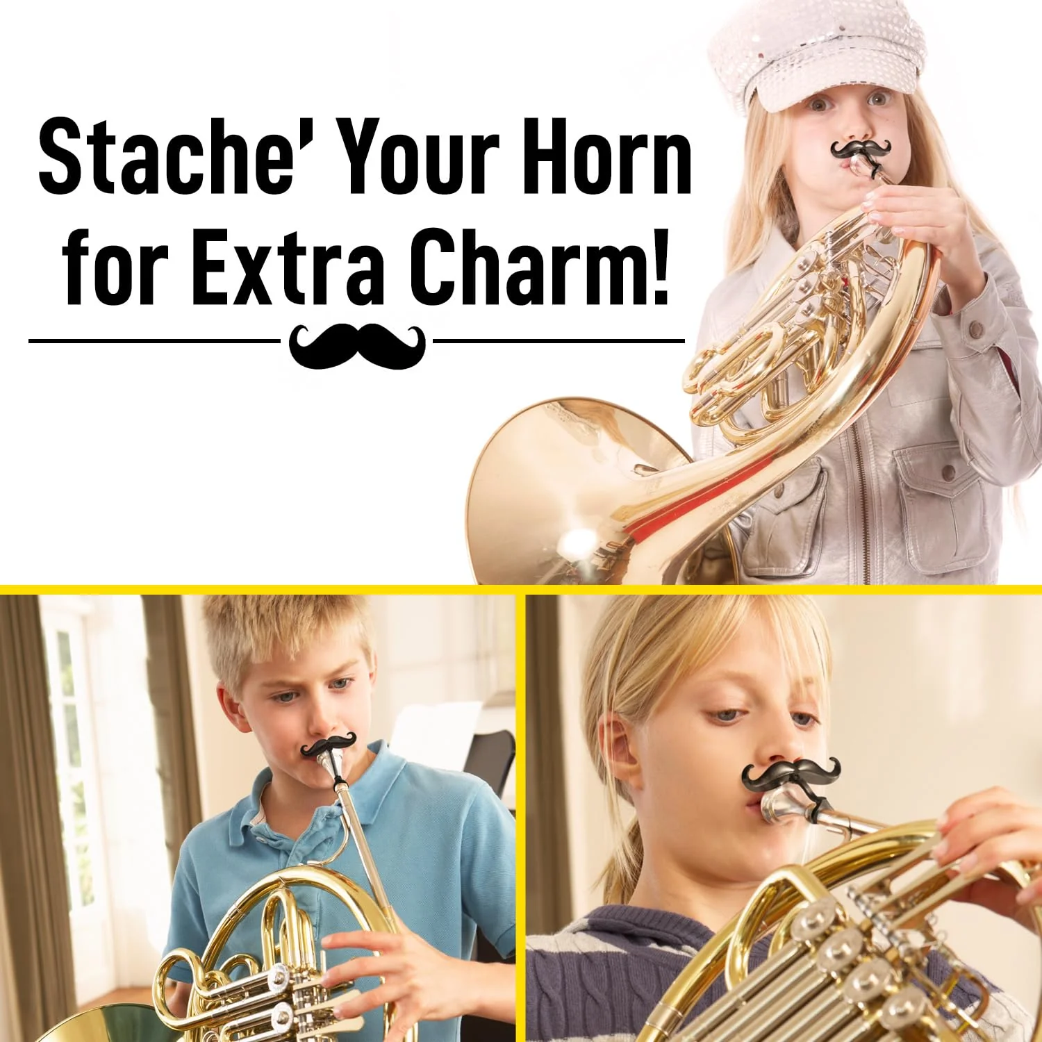[2 Pack] Clip-On Mustache For French Horns - Includes Protective Case - Made To Fit All French Horn Mouthpieces - Perfect Accessory For Young Musicians - Image 3
