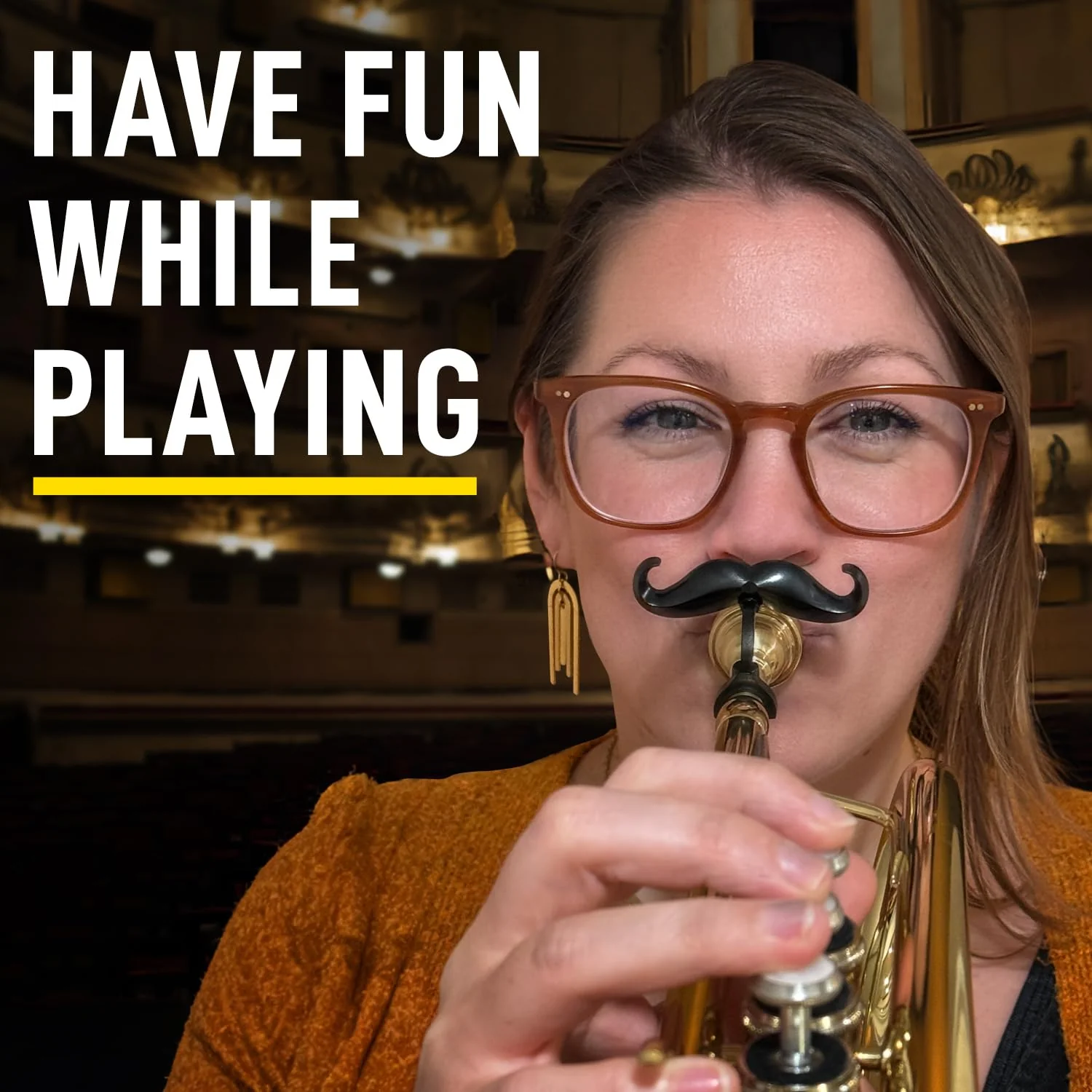 [2 Pack] Clip-On Mustache For Trumpets & Trombones - Includes Protective Case - Fits All Small Shank Mouthpieces - Perfect Accessory For Young Musicians - Mouthpiece Not Included - Image 2