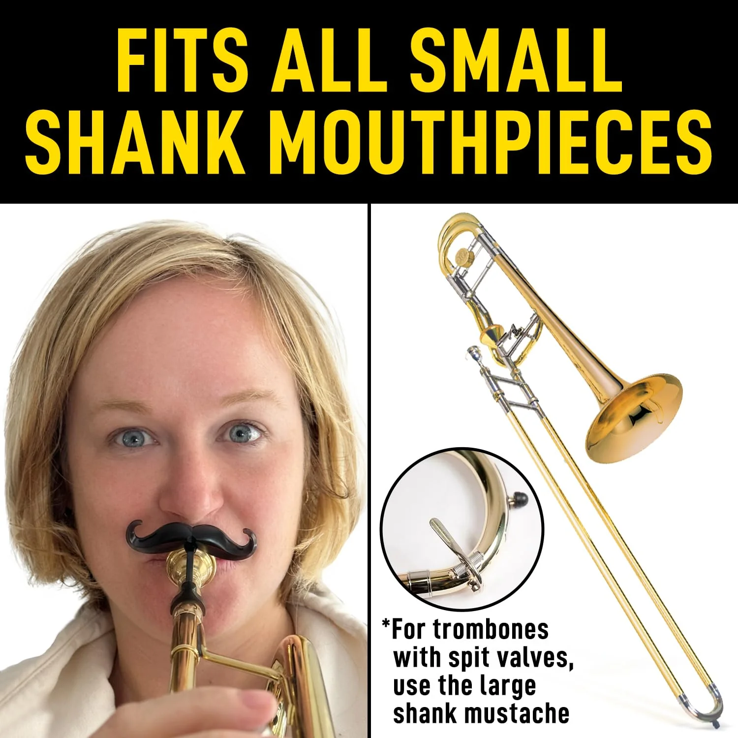 [2 Pack] Clip-On Mustache For Trumpets & Trombones - Includes Protective Case - Fits All Small Shank Mouthpieces - Perfect Accessory For Young Musicians - Mouthpiece Not Included - Image 4