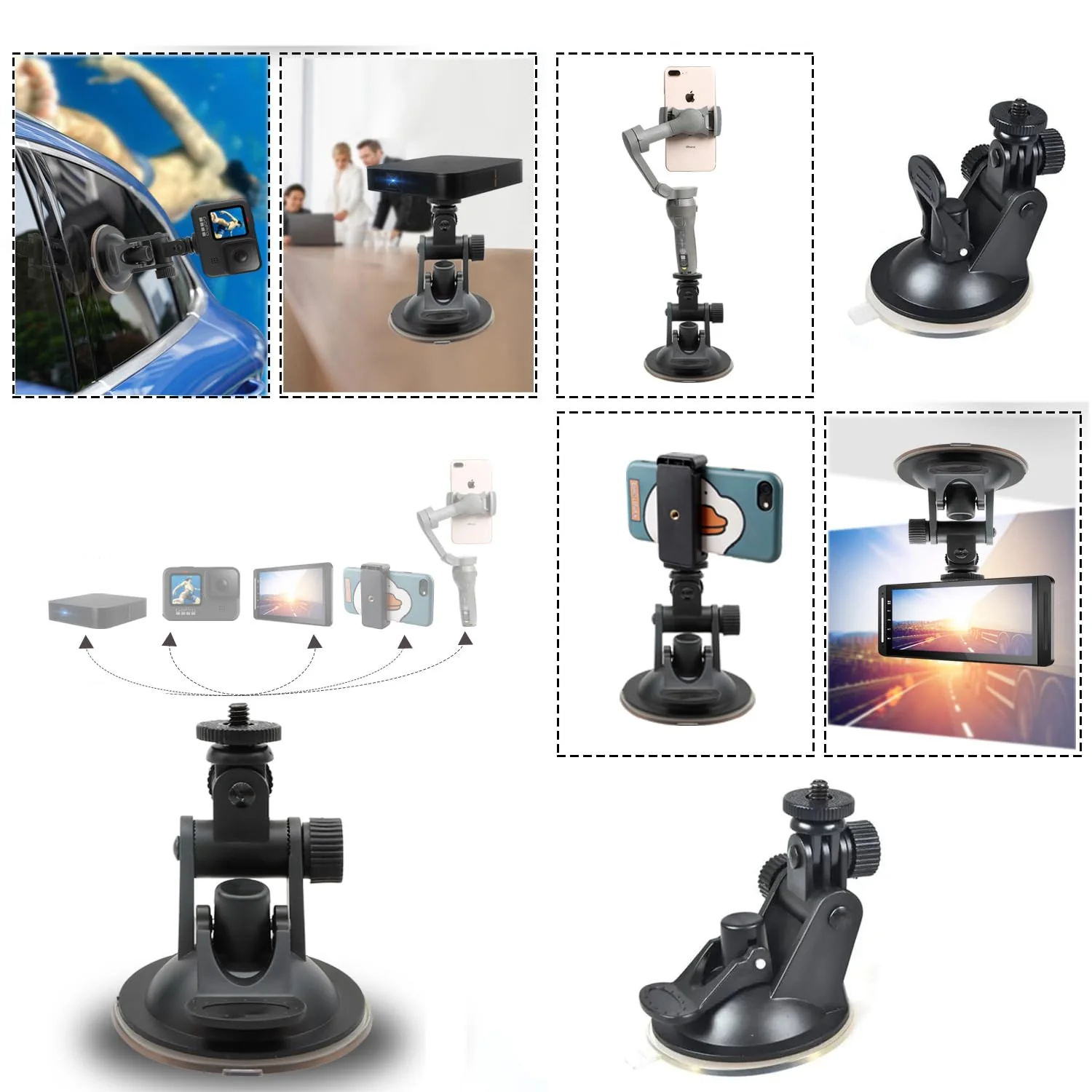 2 Pack Dash Cam Suction Cup Mount with 1/4 Screw Thread Windshield Camera Holder Stand for Car Dashcam GPS Driving DVR Action Camcorder Phone Bracket Video Recorder - Image 3
