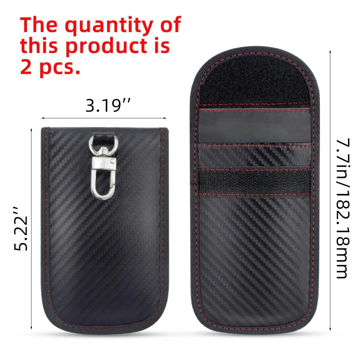 2 Pack Faraday Car Keycase Protective Bag Car rfid Signal Blocking Key Fob Protector Carbon Fiber Security Anti-theft Car Key Pouch Anti-Hacking Case Blocker Car Rfid Key Bag Faraday Cage Protector - Image 2