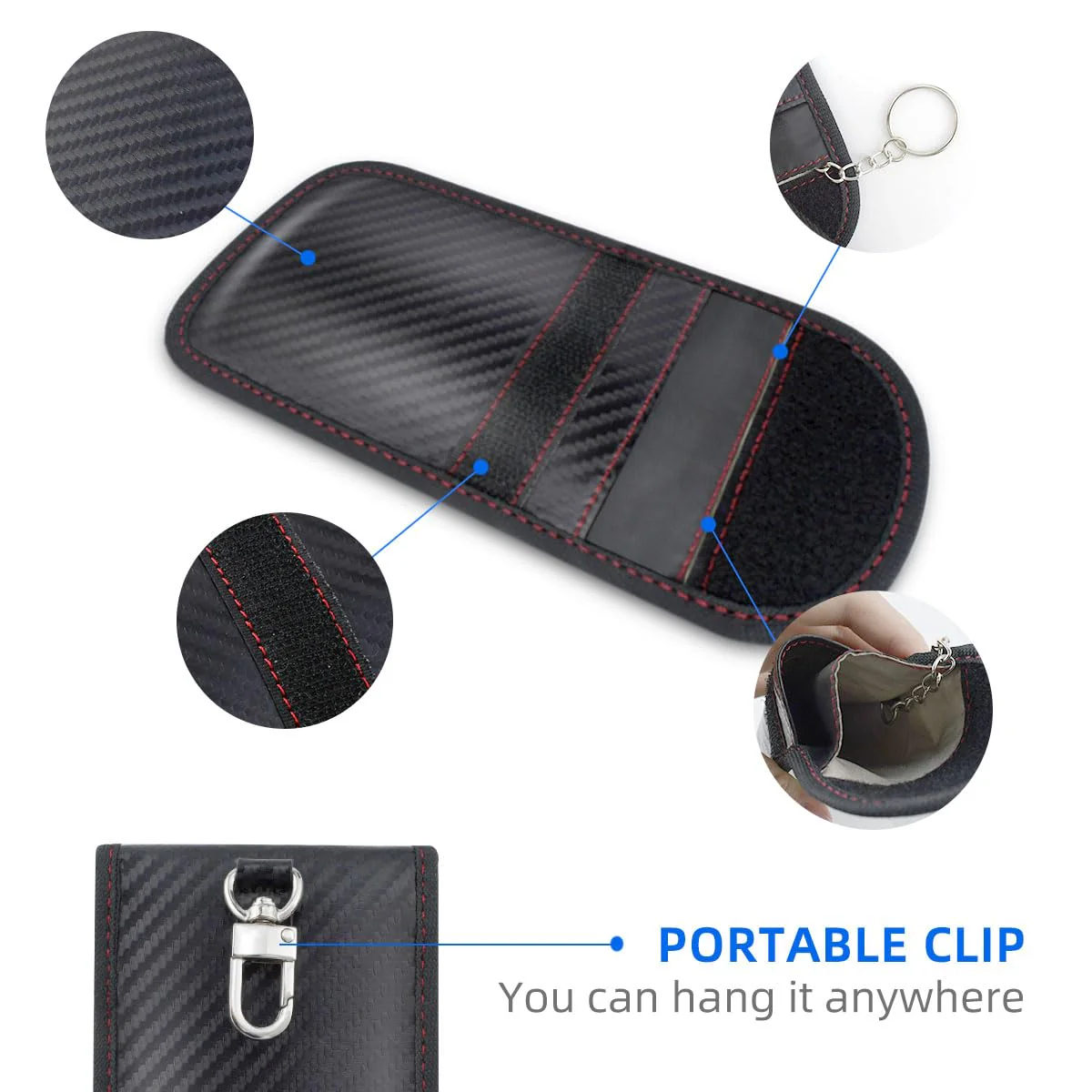 2 Pack Faraday Car Keycase Protective Bag Car rfid Signal Blocking Key Fob Protector Carbon Fiber Security Anti-theft Car Key Pouch Anti-Hacking Case Blocker Car Rfid Key Bag Faraday Cage Protector - Image 5