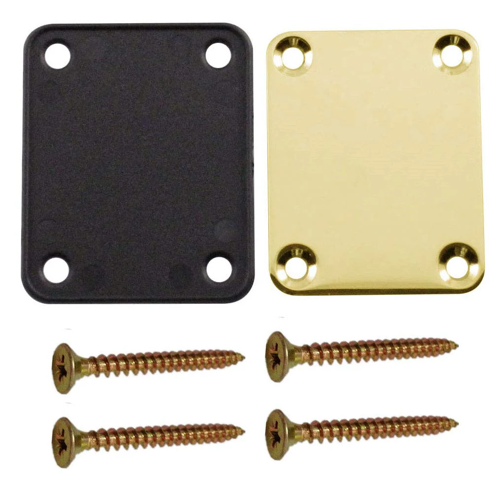 2 Pack Guitar Neck Plate with Mounting Screws Metal Neckplate for Strat Tele Style Electric Guitar Replacement Gold - Image 3