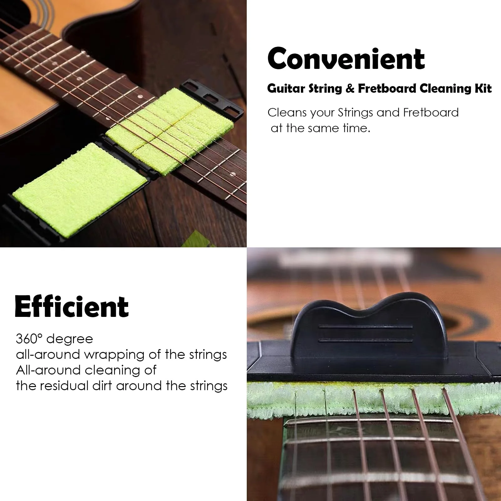 2-Pack Guitar String Cleaner, Guitar String & Fretboard Cleaning Kit Premium Guitar String cleaning Cloth Scrubber for Violin/Cello/Bass/Ukulele/Electric Guitars - Image 2