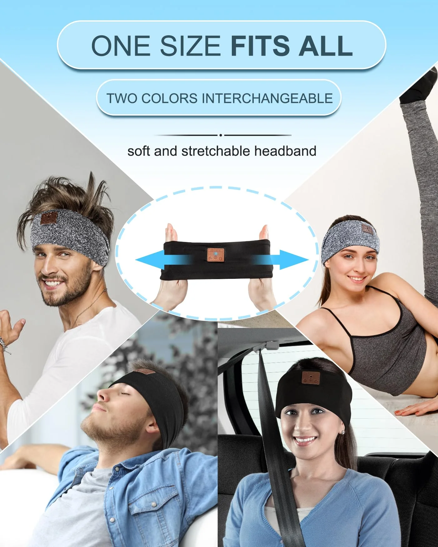 2-Pack Headband Headphones, Sleeping Headphones with Ultra-Thin HD Stereo Speaker, Bluetooth Headband Wireless for Sports, Workouts, Insomnia, Yoga, Air Travel, Meditation - Image 6