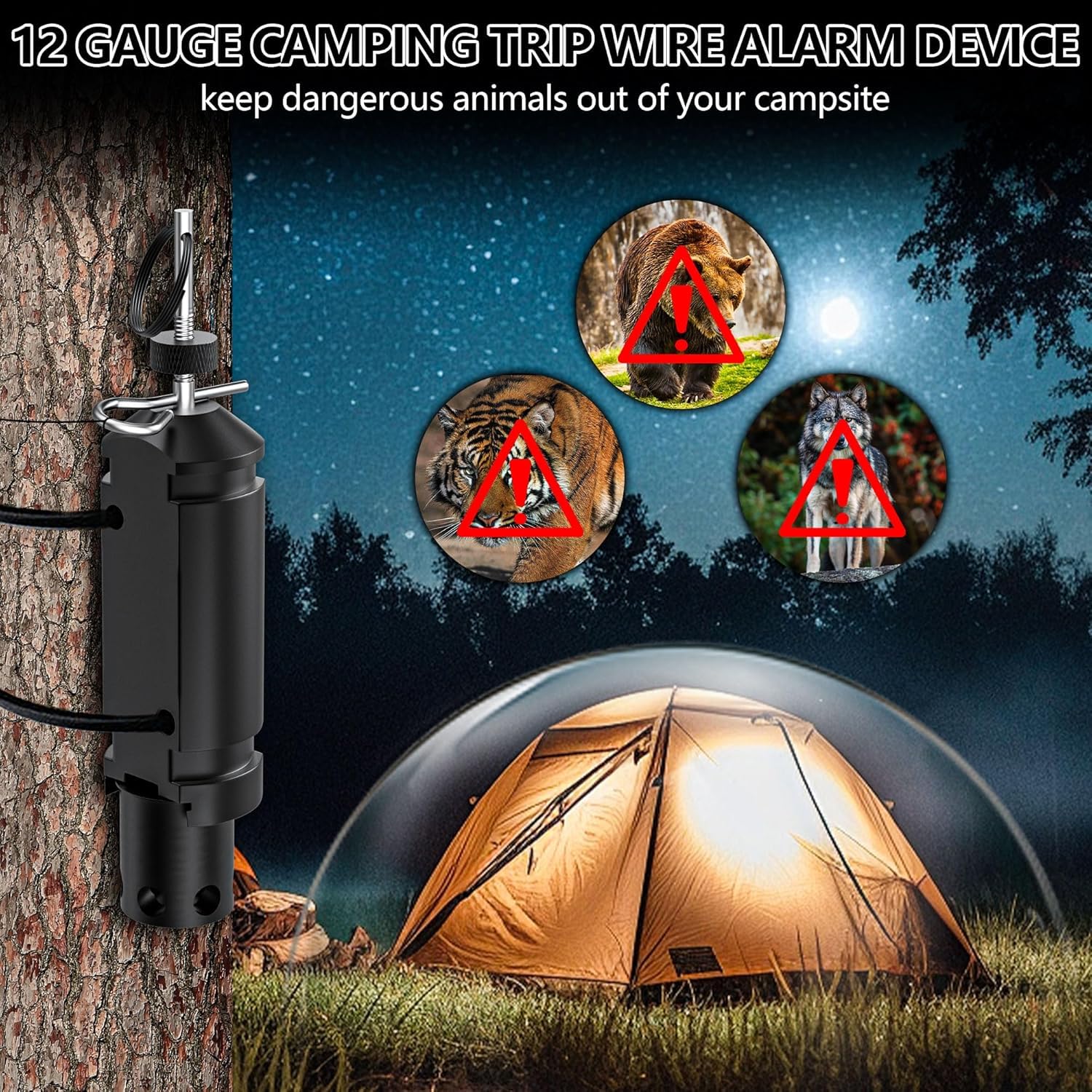 2 Pack Perimeter Trip Alarm with Trip Wire – Outdoor Camping Security Noise Alarm Compatible with 209 Primers for Property & Wildlife Deterrent (Black) - Image 4