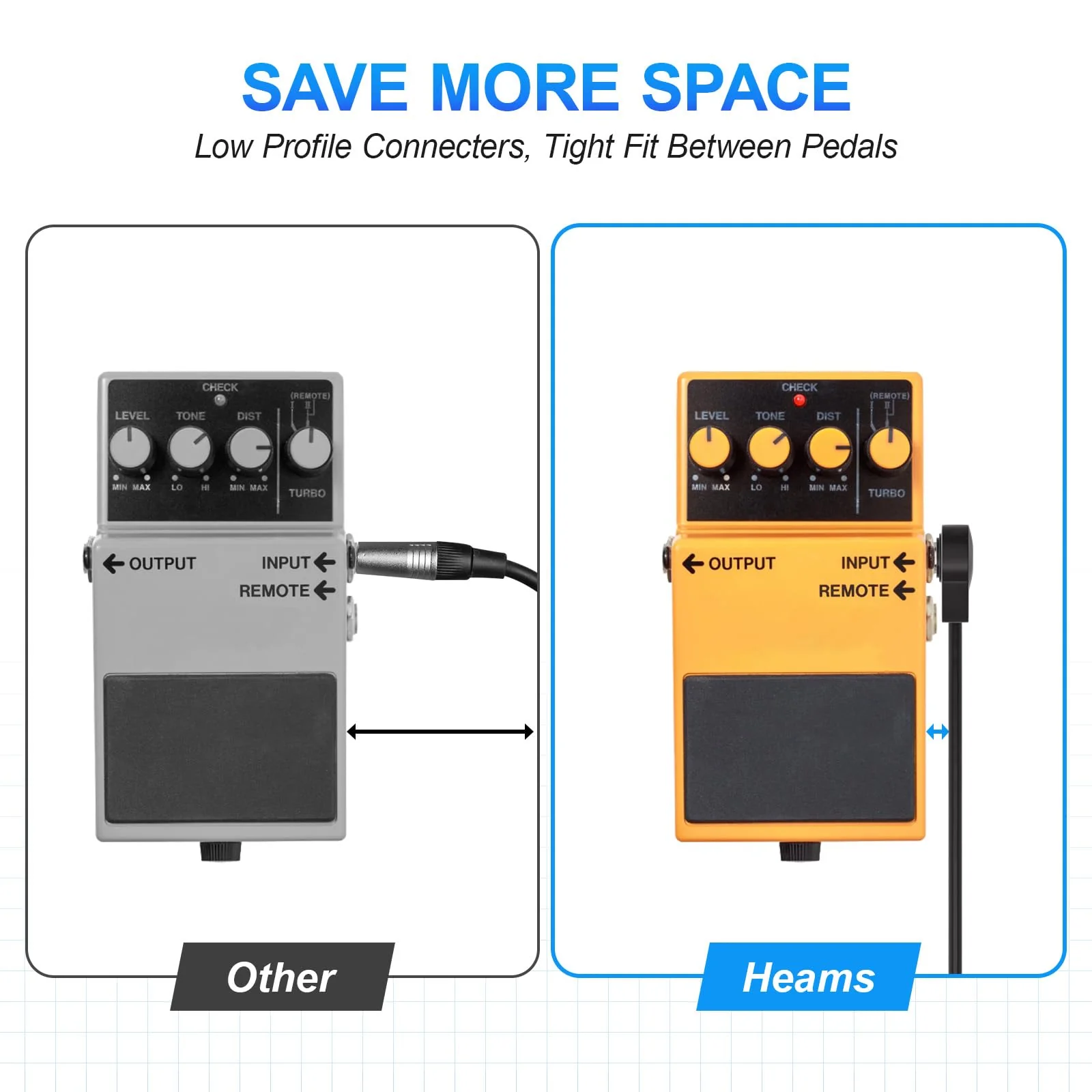 2 Pack Premium 1/4 Inch Stereo TRS Flat Patch Cables, Low Profile to Save More Space TRS Cables with 12 Inch Length, Noise Free and Long-Lasting Guitar Pedal Cable, Right Angle, Black - Image 4