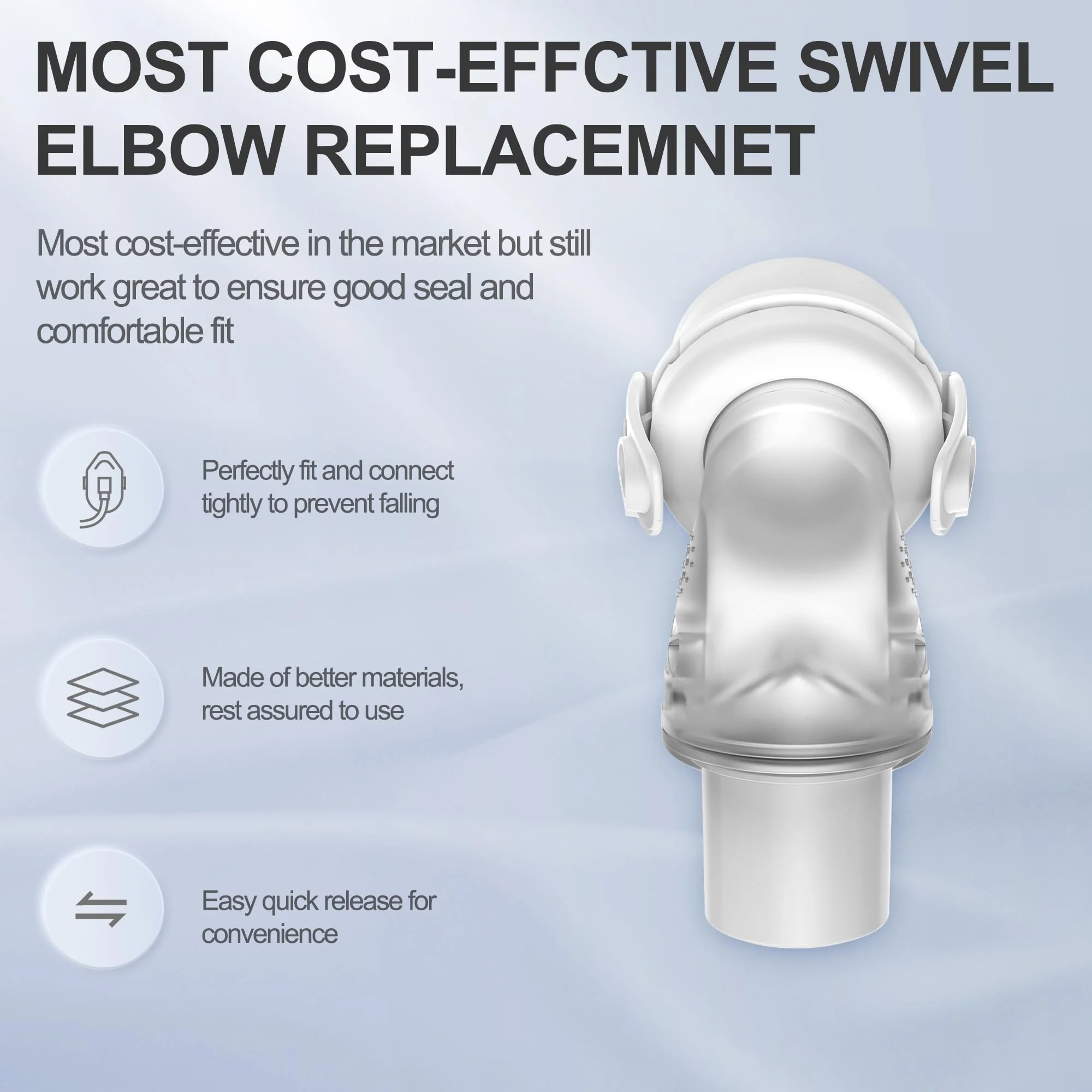 2 Pack Replacement Swivel Connector Elbow Tube Compatible with Airfit F20 and Airfit F30 Hose Quick Release Swivel High Quality CPAP Accessories BlessEase - Image 2