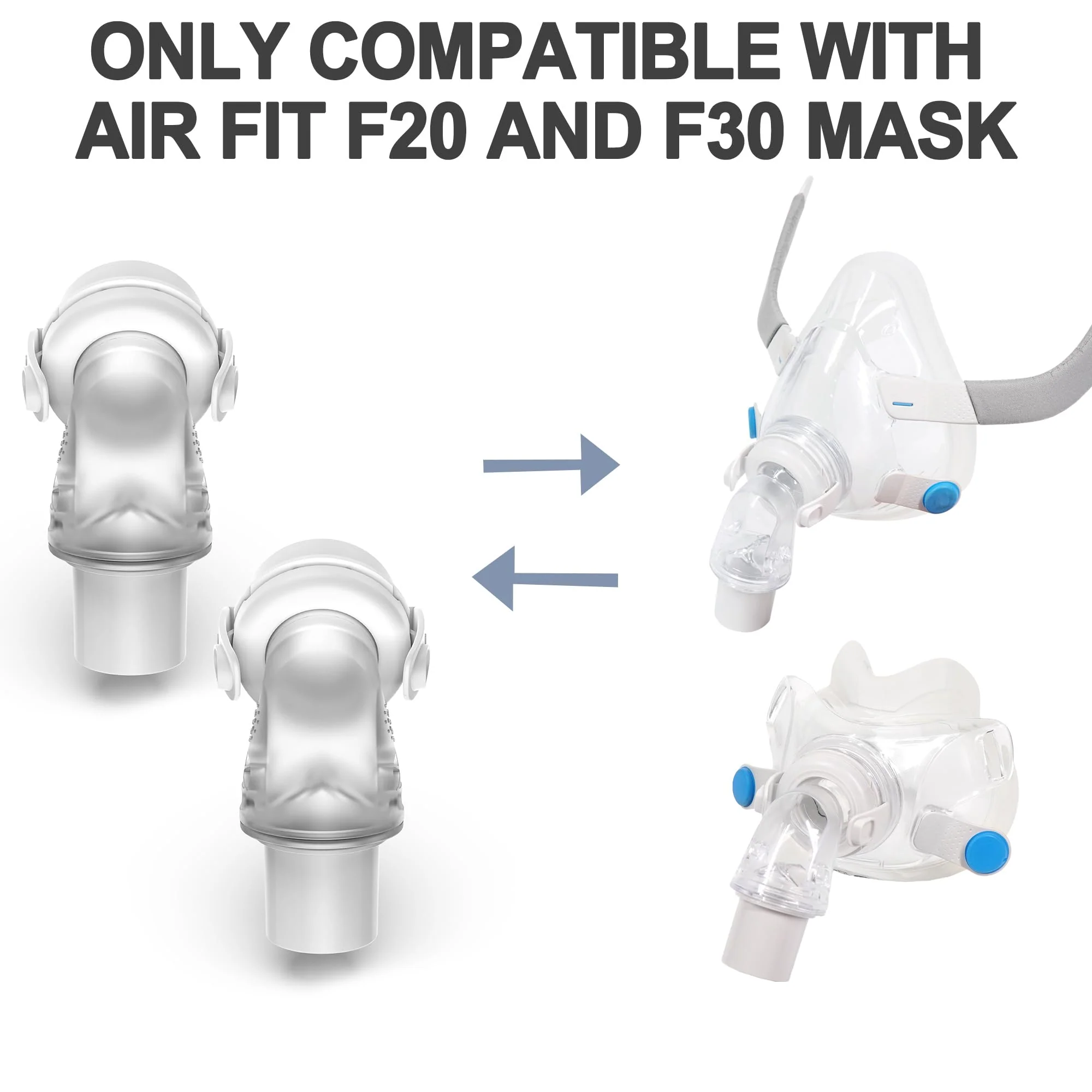 2 Pack Replacement Swivel Connector Elbow Tube Compatible with Airfit F20 and Airfit F30 Hose Quick Release Swivel High Quality CPAP Accessories BlessEase - Image 6