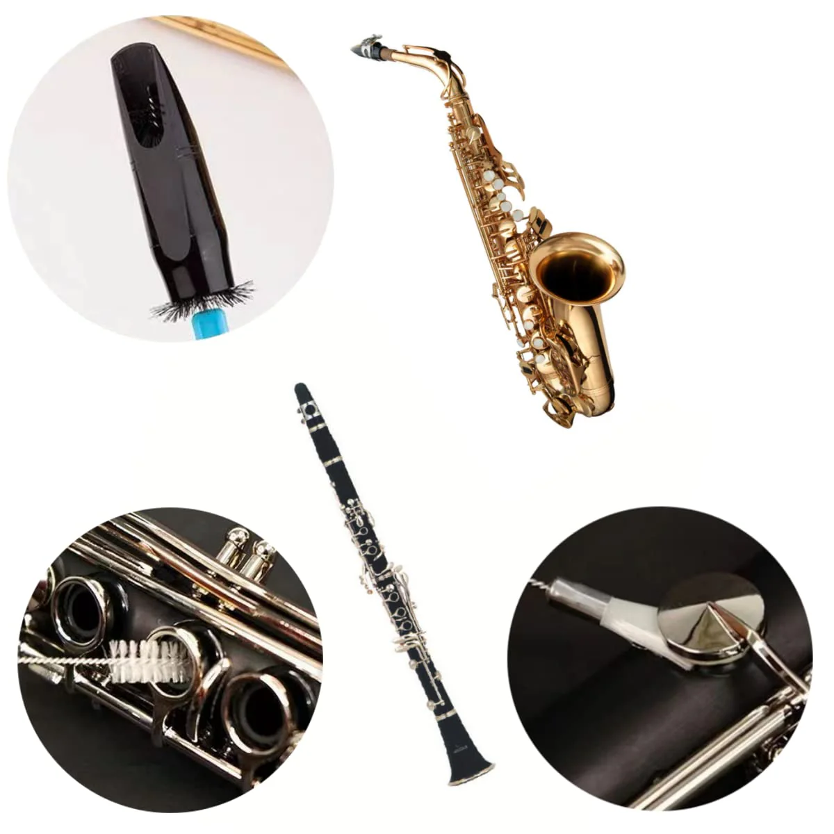 2 Pack Saxophone Mouthpiece Cleaning Brush Kit Oboe Dust Bristles Cleaner Brushes for Sax Flute Trumpet Clarinet Woodwind Instrument Maintenance Care Tool Accessories - Image 4