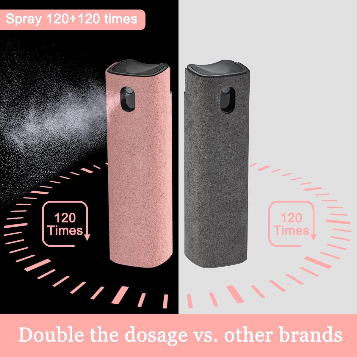 2 Pack Screen Cleaner Spray and Wipe for Laptop Monitor and Car Screens, Phone Touchscreen Mist Cleaning Kit for Cellphone, Tablet, PC, Computer, LCD, Eyeglass, iPhone, iPad, Mac Pro - Grey and Pink Grey, Pink - Image 5