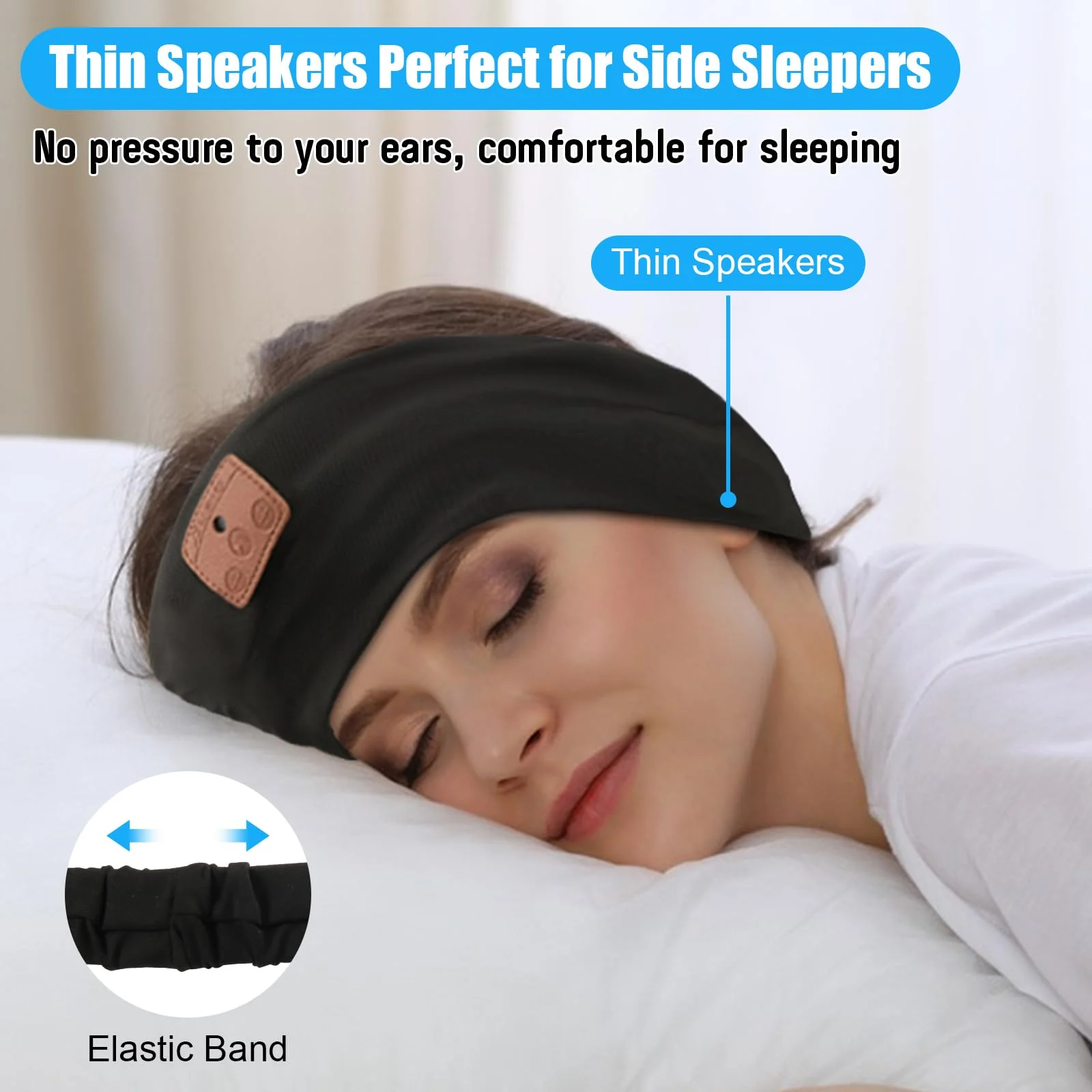 2-Pack Sleeping Headphones Bluetooth 5.4 Headband, Headband Headphones with Ultra-Thin Speakers, Headphones Headband for Side Sleepers, Running, Insomniac, Travel, Meditation（Black&Grey） Black+Grey - Image 2