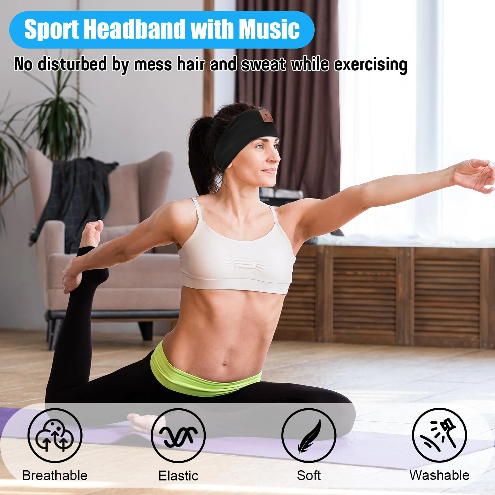 2-Pack Sleeping Headphones Bluetooth 5.4 Headband, Headband Headphones with Ultra-Thin Speakers, Headphones Headband for Side Sleepers, Running, Insomniac, Travel, Meditation（Black&Grey） Black+Grey - Image 5