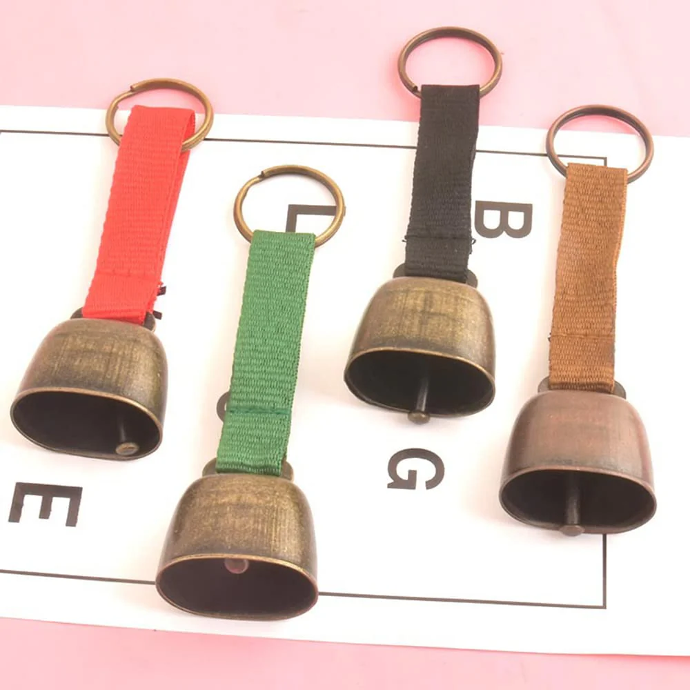 2 Pack Small Cow Bell for Dog Collar, Loud Bear Bells with Leather Button Strap, Cow Horse Sheep Grazing Copper Bells, Pet Brass Bells Tracker Noise Maker, Bronze Bell for Crafts Black - Image 2