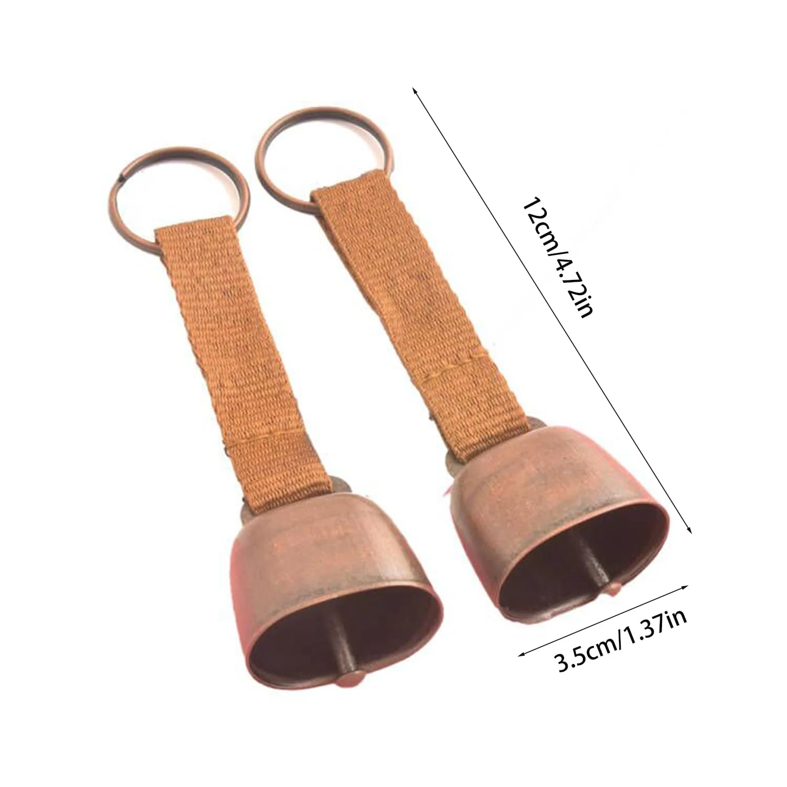 2 Pack Small Cow Bell for Dog Collar, Loud Bear Bells with Leather Button Strap, Cow Horse Sheep Grazing Copper Bells, Pet Brass Bells Tracker Noise Maker, Bronze Bell for Crafts Black - Image 6