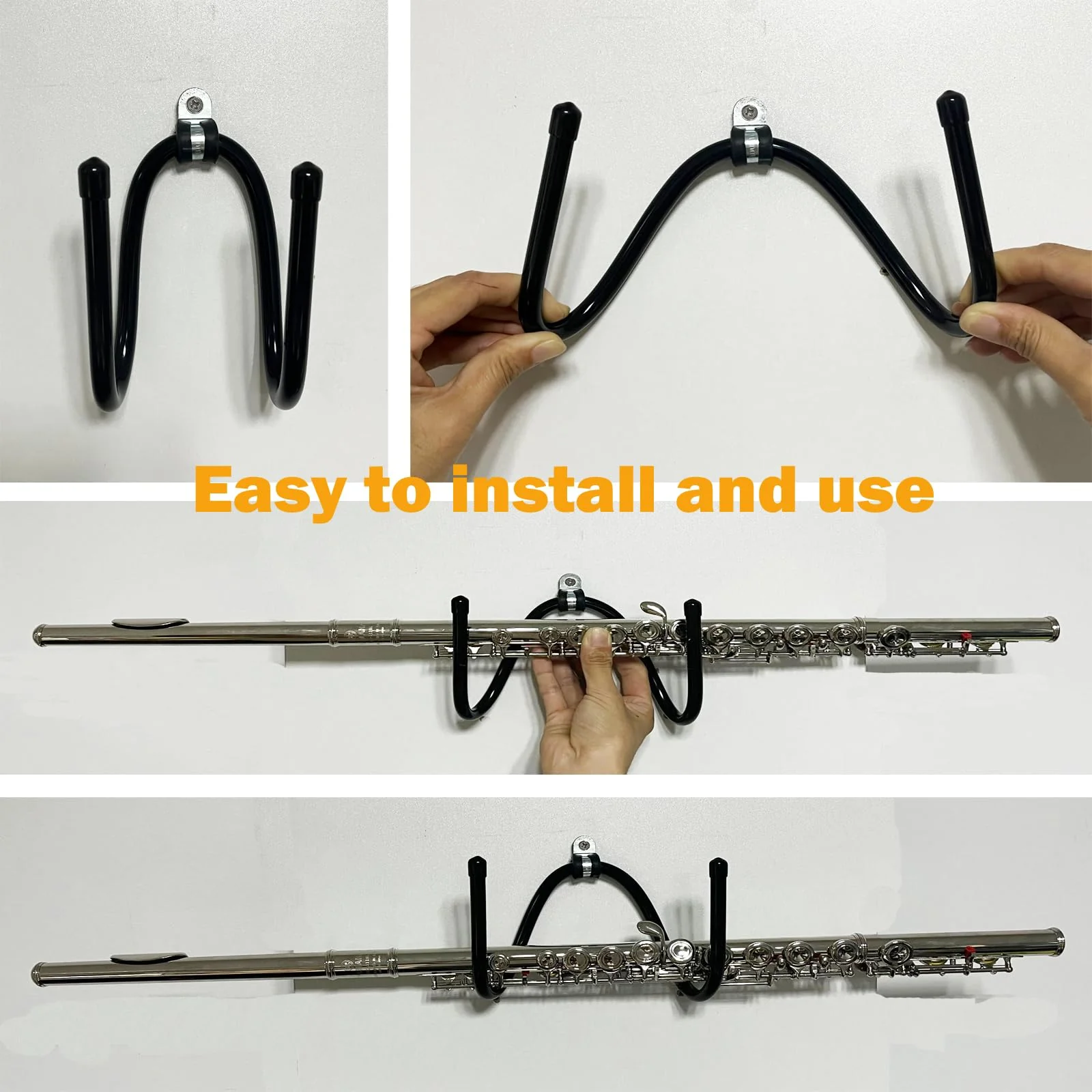 2 Pack Universal Flute Hanger - Flute Wall Mount Hook Stand Storage Flute Display Rack - Flat Wall Holder for all Flutes - Stand Accessories Home or Studio Wall - No Flute - Image 3