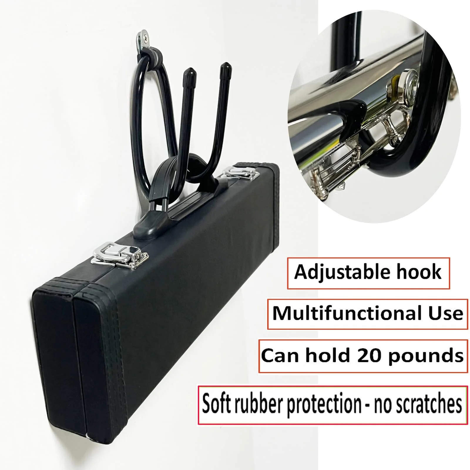 2 Pack Universal Flute Hanger - Flute Wall Mount Hook Stand Storage Flute Display Rack - Flat Wall Holder for all Flutes - Stand Accessories Home or Studio Wall - No Flute - Image 4