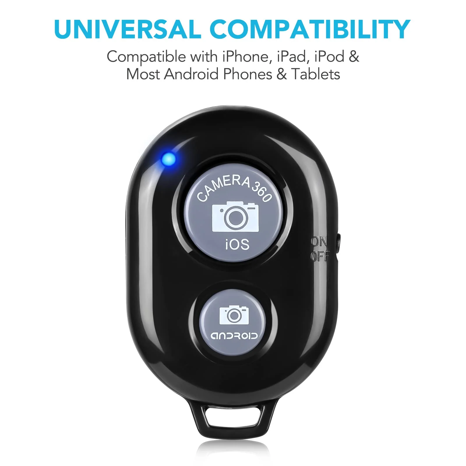 2 Pack Wireless Camera Remote Control - Wireless Remote for iPhone & Android Phones iPad iPod Tablet, Clicker for Photos & Videos, Wrist Strap Included Black - Image 2