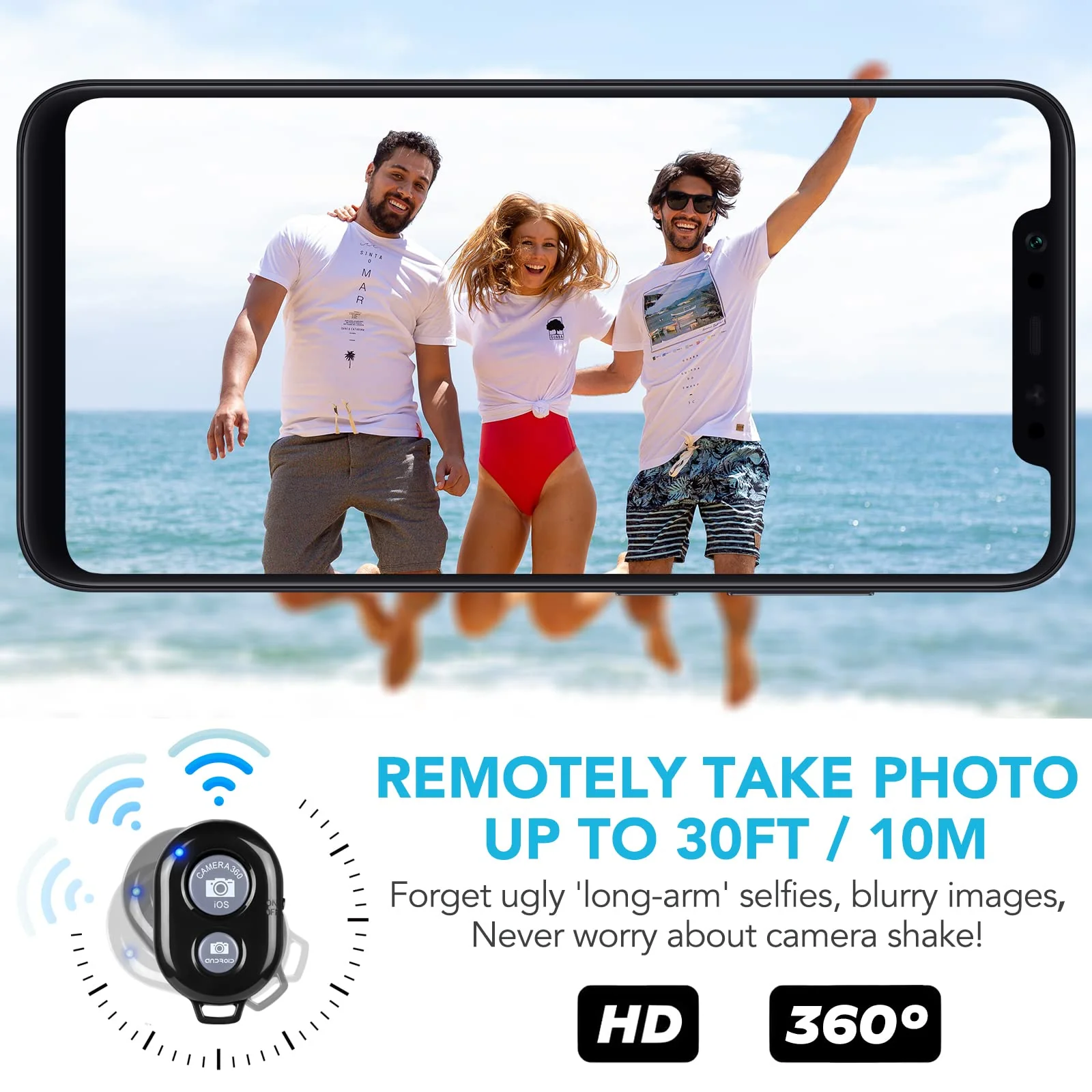 2 Pack Wireless Camera Remote Control - Wireless Remote for iPhone & Android Phones iPad iPod Tablet, Clicker for Photos & Videos, Wrist Strap Included Black - Image 3