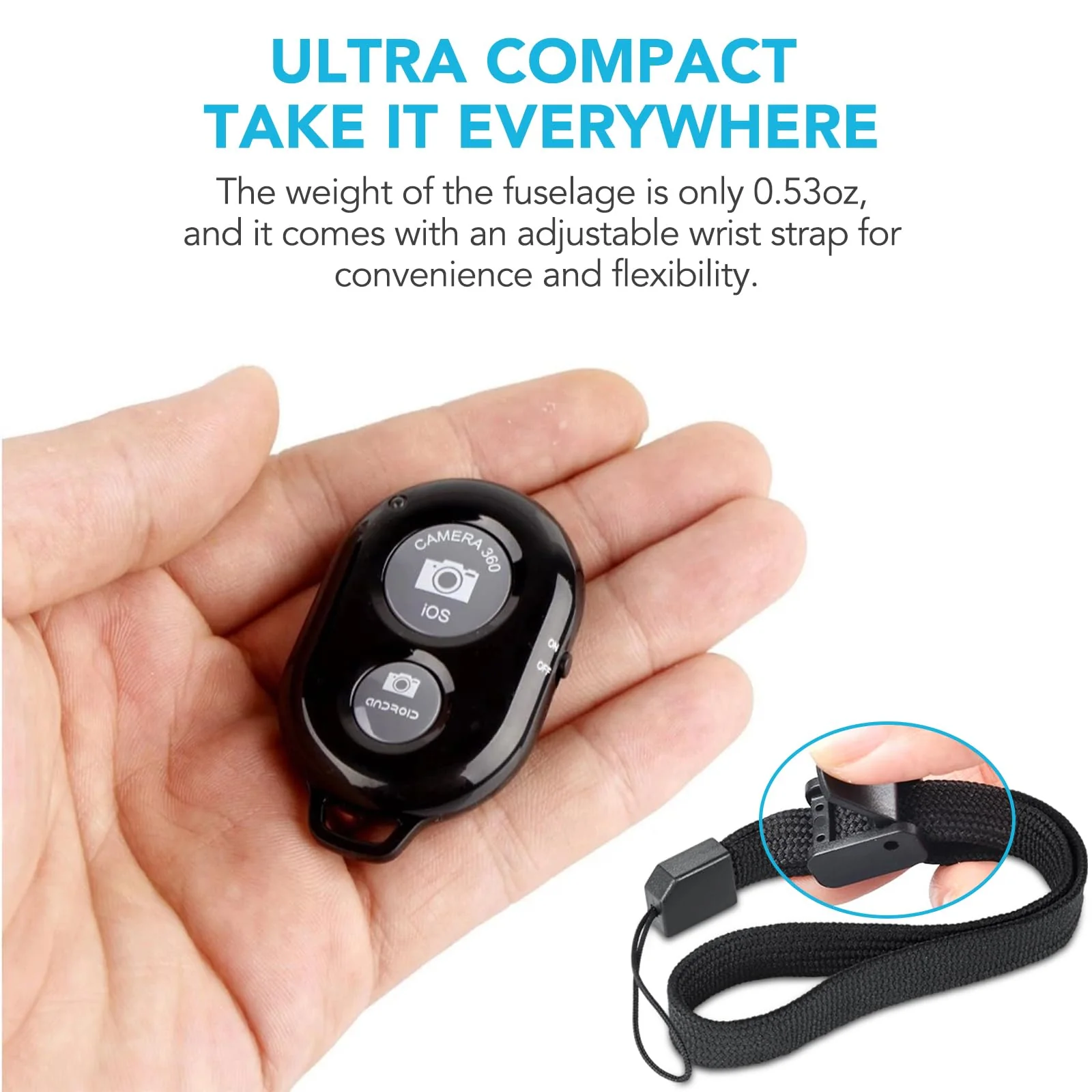 2 Pack Wireless Camera Remote Control - Wireless Remote for iPhone & Android Phones iPad iPod Tablet, Clicker for Photos & Videos, Wrist Strap Included Black - Image 4