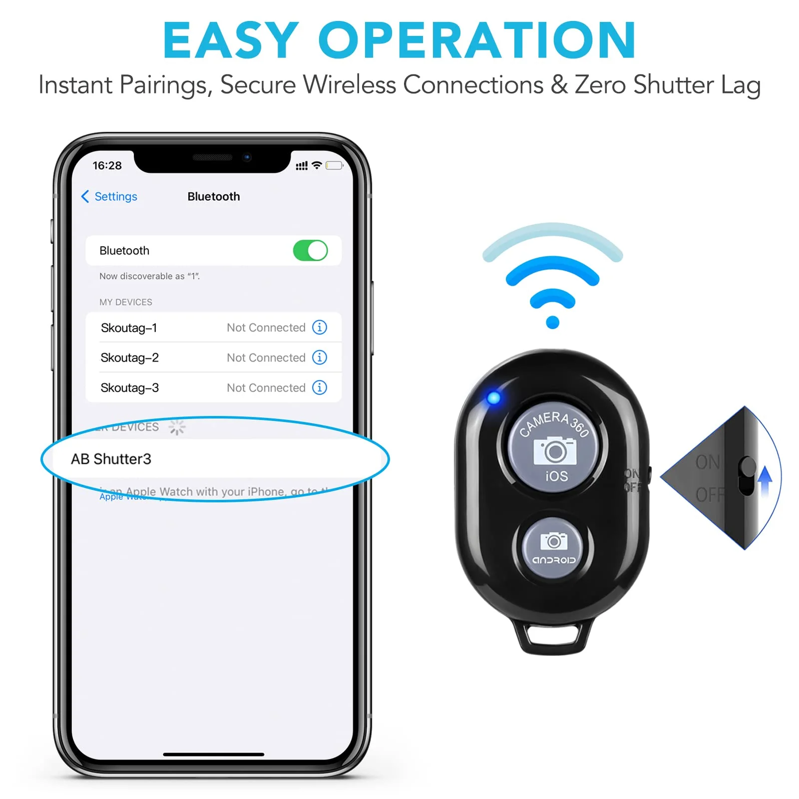 2 Pack Wireless Camera Remote Control - Wireless Remote for iPhone & Android Phones iPad iPod Tablet, Clicker for Photos & Videos, Wrist Strap Included Black - Image 6