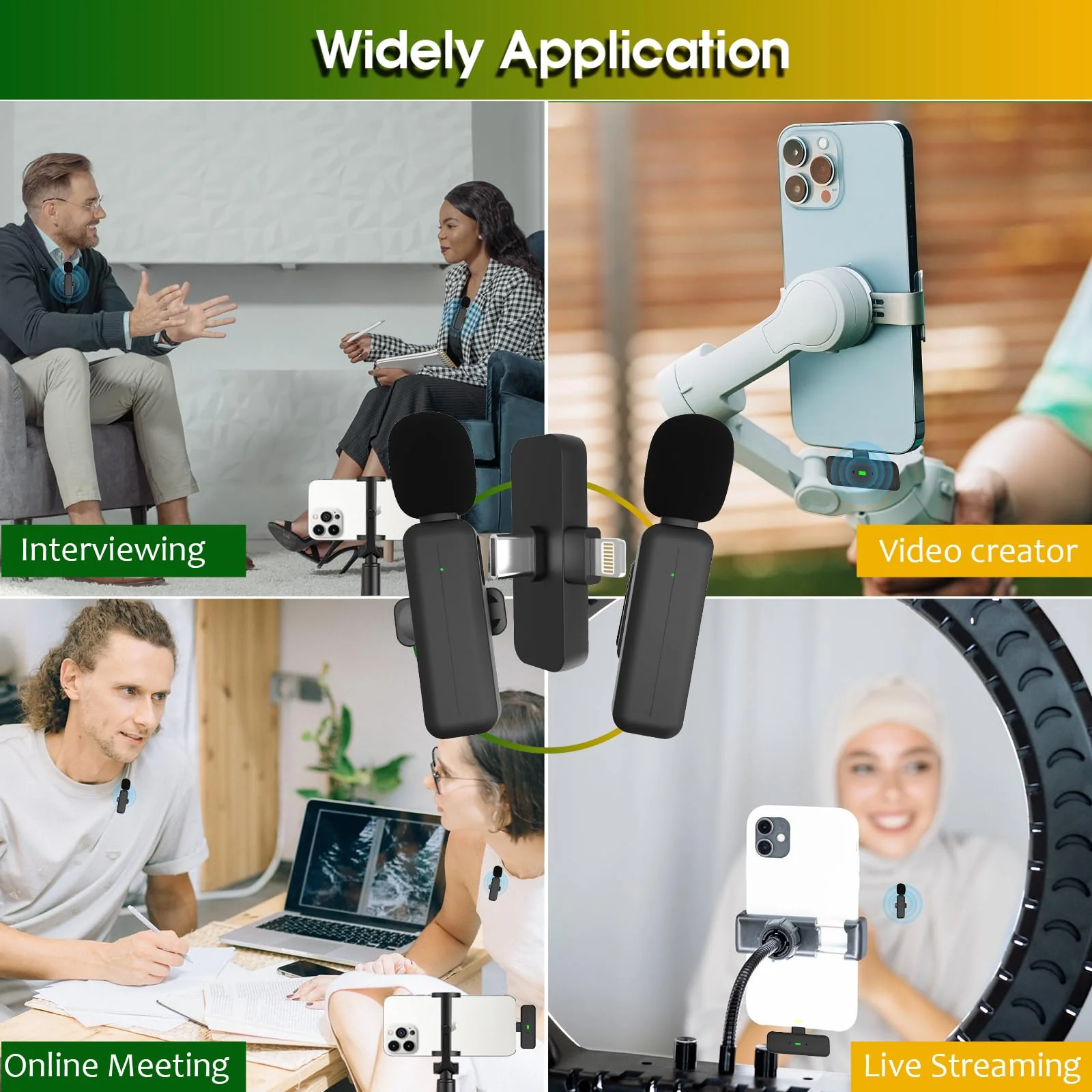 2 Pack Wireless Mini Lavalier Lapel Microphone for iPhone,Android Phone(2 in 1) - 80ft Cordless Clip on Dual Mics with Noise Reduction 5H Working Time for Video Recording Vlogging, YouTube, Interview Black - Image 7