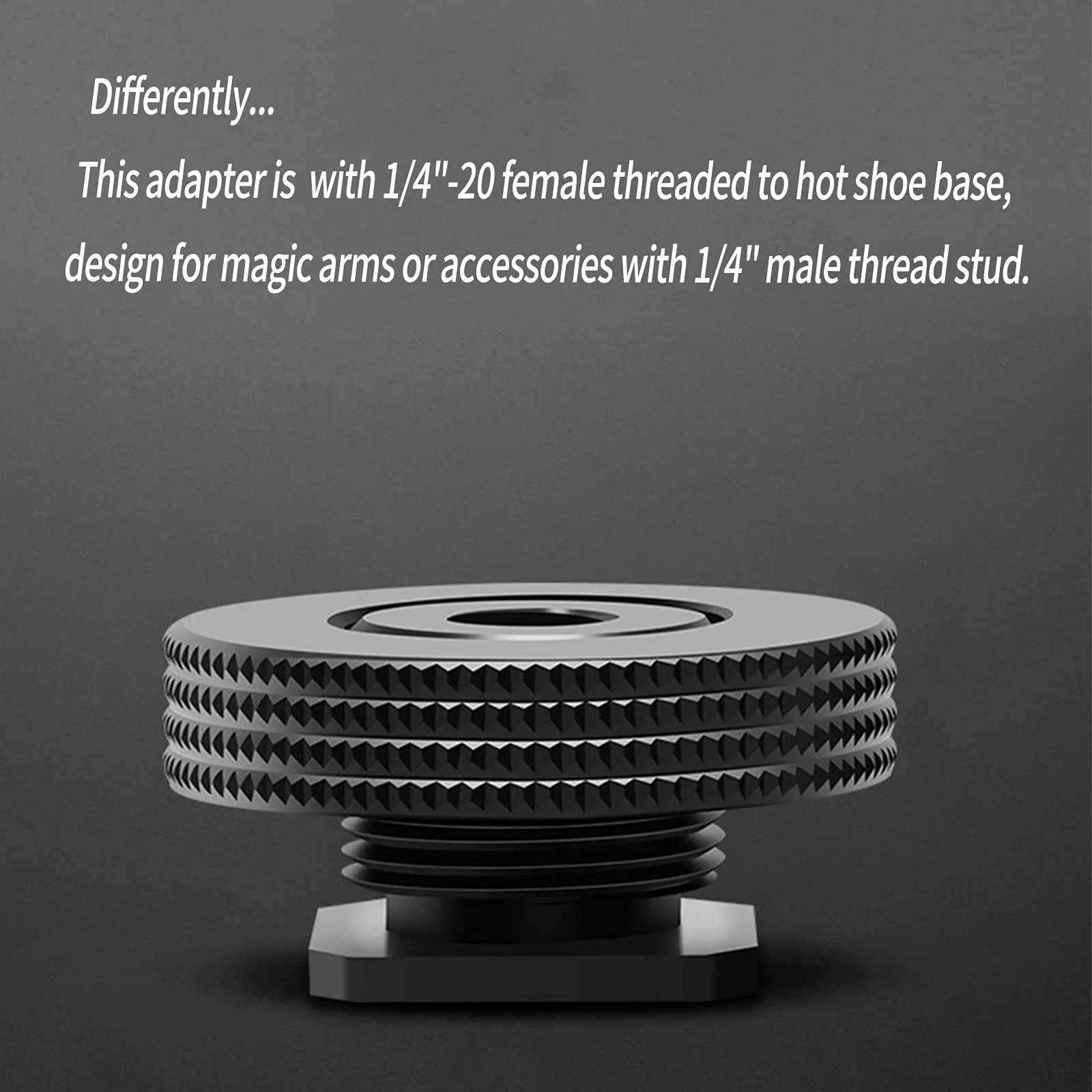[2 Packs]- Atmoshue 1/4" Female Thread to Hot Shoe Adapter, Hot Shoe Mount Adapter with 1/4 to 1/4" Male Screw Adapter for Magic Arm, Monitor, Video Light - Image 2