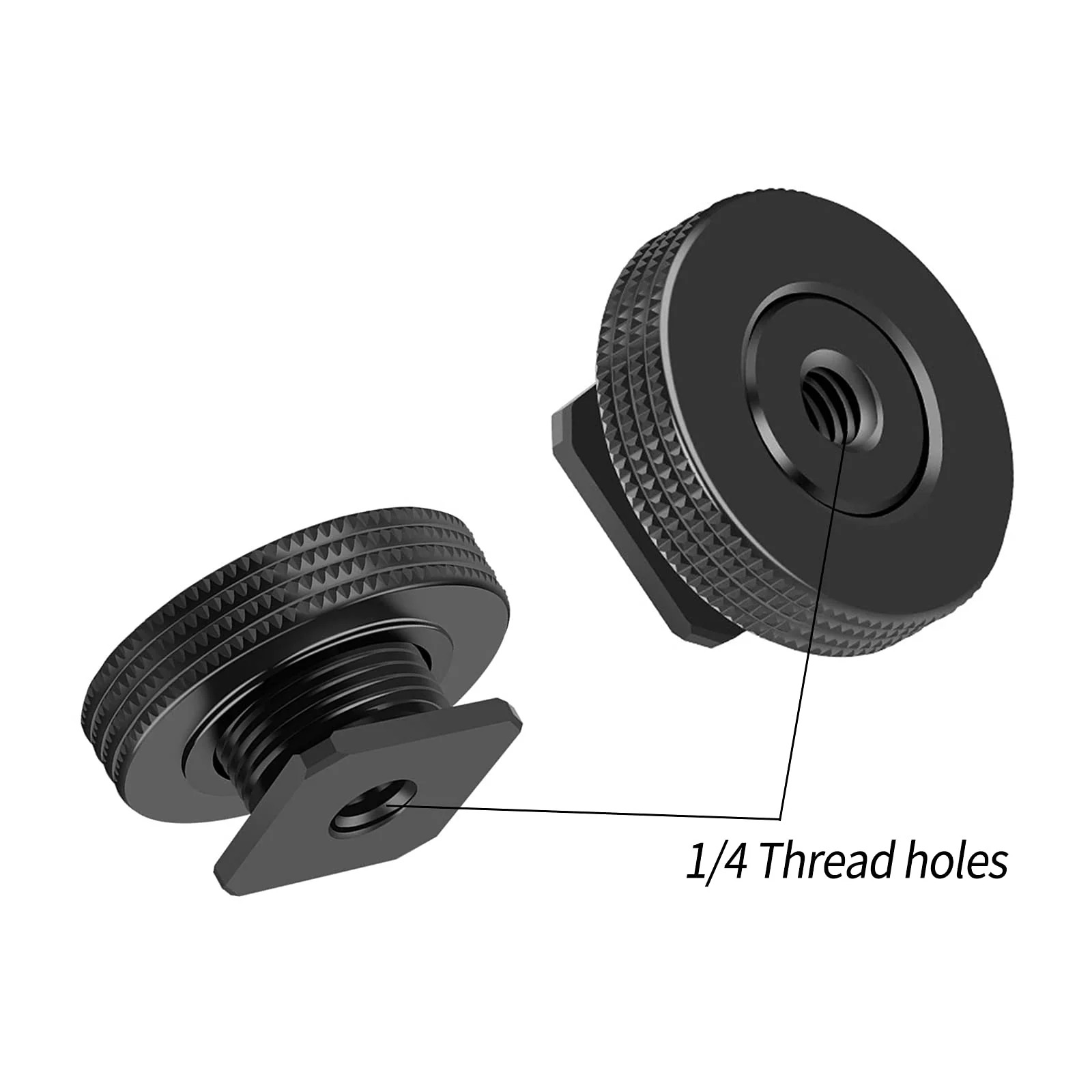 [2 Packs]- Atmoshue 1/4" Female Thread to Hot Shoe Adapter, Hot Shoe Mount Adapter with 1/4 to 1/4" Male Screw Adapter for Magic Arm, Monitor, Video Light - Image 4