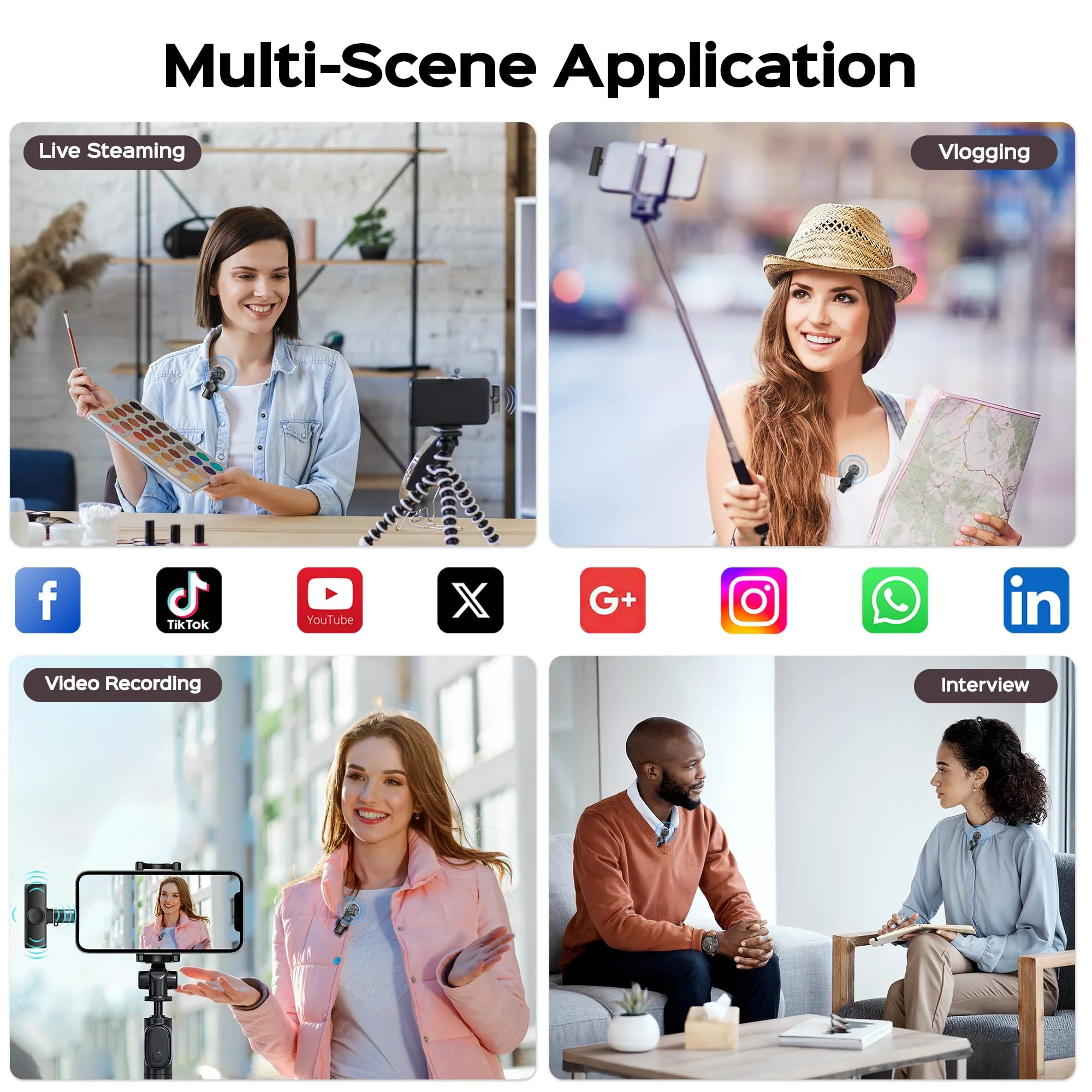 2 Packs Wireless Lavalier Microphone for iPhone 15/iPad/Android/Phone/PC/Laptop, Plug-Play Mini Mic with Noise Reduction, Lapel USB C Microphone for Video Recording, Interview, Vlogging 2-Pack - Image 7