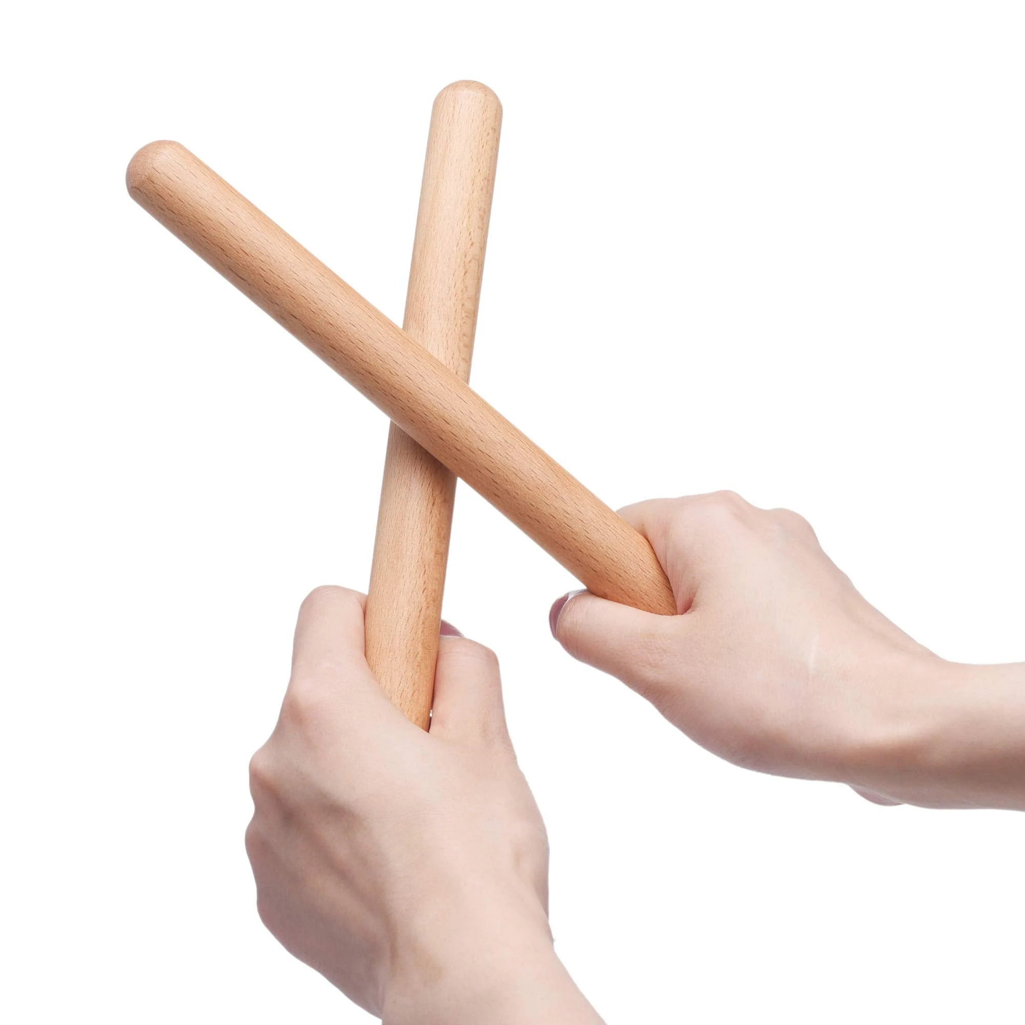 2 Pairs Classical Wood Claves Musical Percussion Instrument, 8 Inch Rhythm Natural Hardwood Sticks with a Carry Bag - Image 2