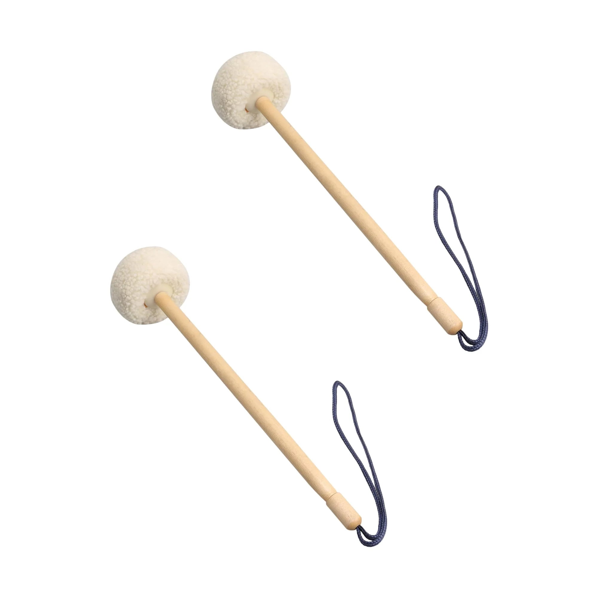2 Pcs 14 Inch White Soft Wool Gong Mallet Felt Head Dia 80mm With Wooden Handle - Image 6