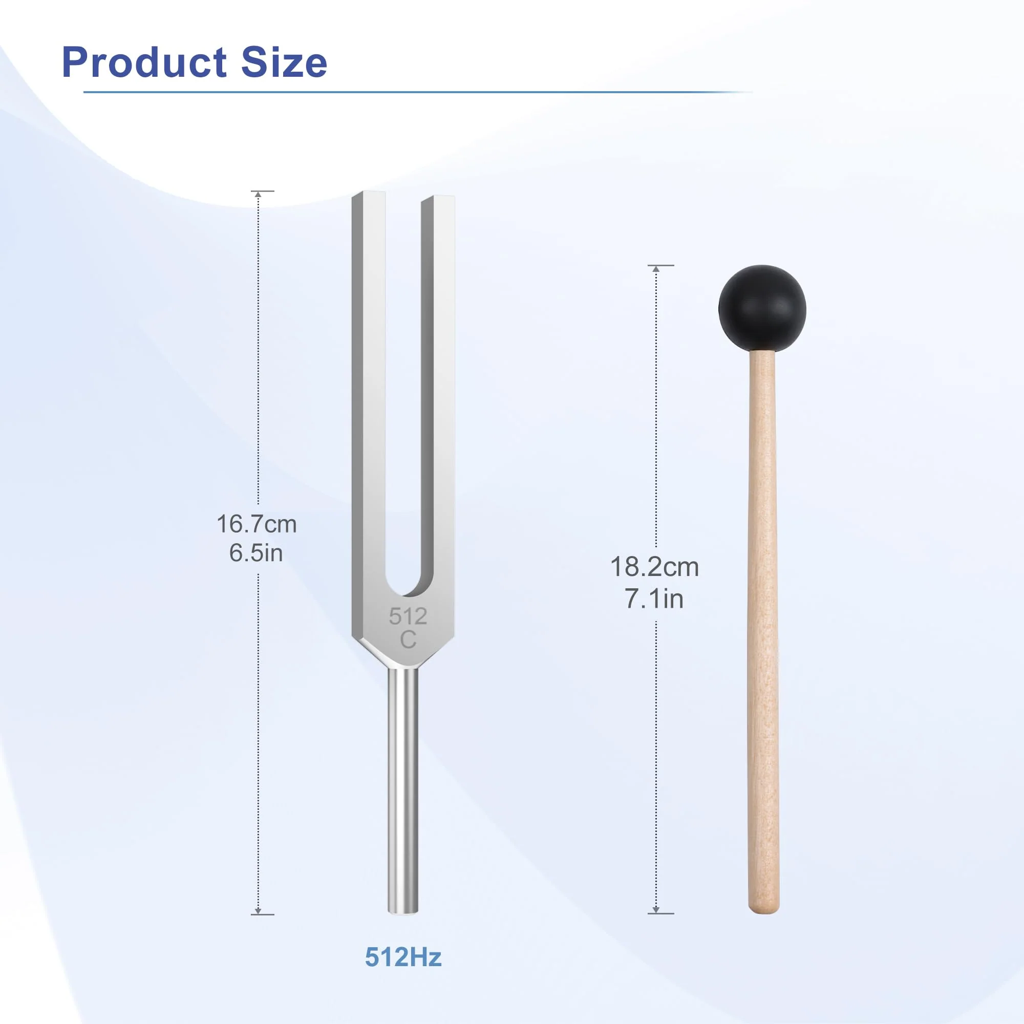 2 pcs 512Hz Tuning Forks Set, Made of Aluminum Alloy Material, Paired with 2pcs Silicone Hammers and 2pcs Plush Cloth Bags, Suitable for Chakra Sound Therapy, Yoga, Meditation - Image 2