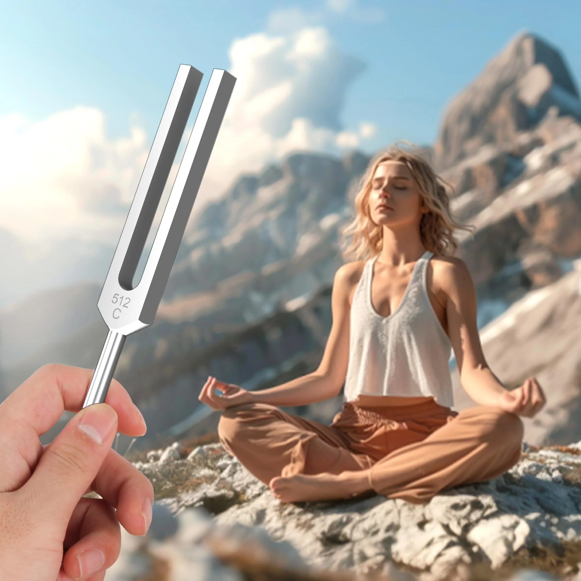2 pcs 512Hz Tuning Forks Set, Made of Aluminum Alloy Material, Paired with 2pcs Silicone Hammers and 2pcs Plush Cloth Bags, Suitable for Chakra Sound Therapy, Yoga, Meditation - Image 8
