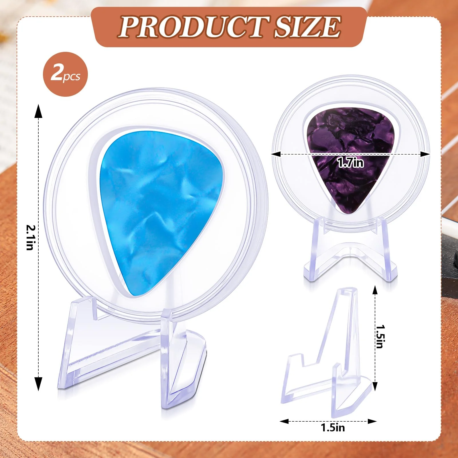 2 Pcs Acrylic Guitar Pick Display Box Guitar Pick Holder Guitar Pick Display Guitar Pick Case for Any Collectable Guitar Pick Decoration (Clear) Clear 2 - Image 2