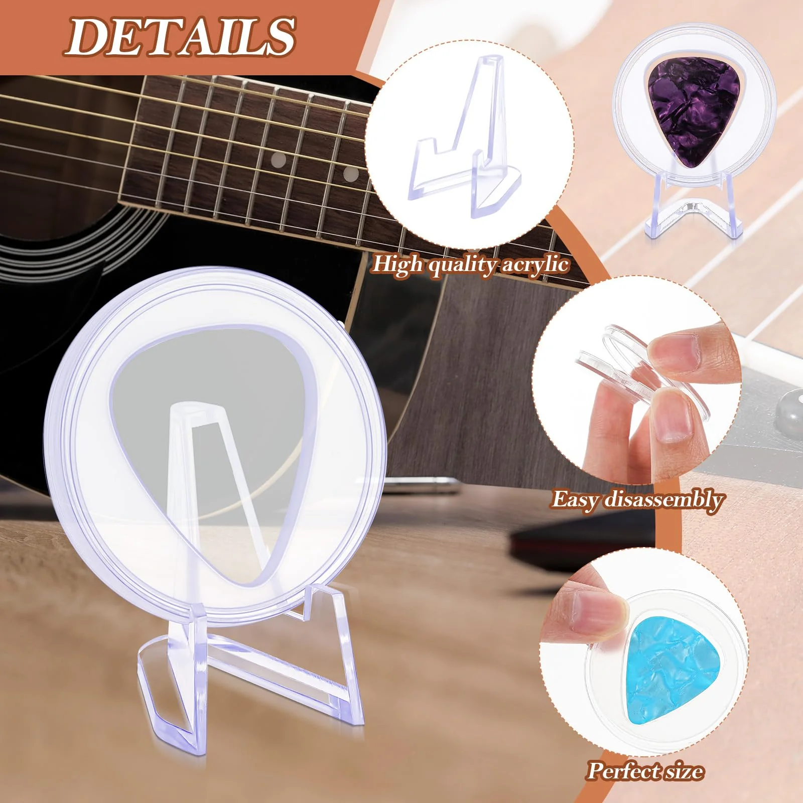 2 Pcs Acrylic Guitar Pick Display Box Guitar Pick Holder Guitar Pick Display Guitar Pick Case for Any Collectable Guitar Pick Decoration (Clear) Clear 2 - Image 3
