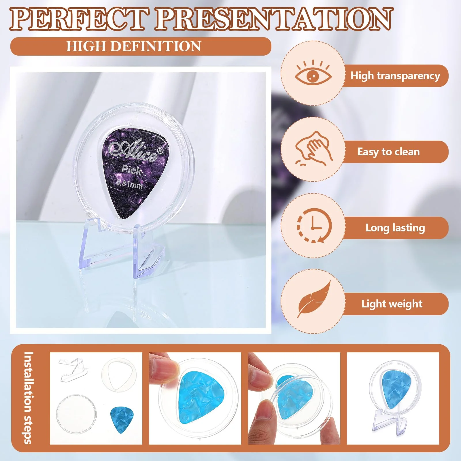 2 Pcs Acrylic Guitar Pick Display Box Guitar Pick Holder Guitar Pick Display Guitar Pick Case for Any Collectable Guitar Pick Decoration (Clear) Clear 2 - Image 4