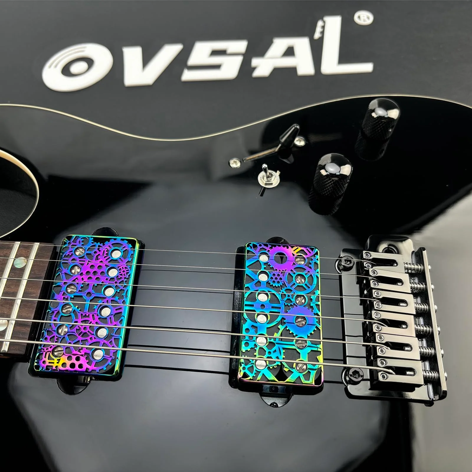2 PCS Brass Humbucker Guitar Pickup Covers 50mm/52mm Pole Spacing engraved Guitar Pickup Covers Pickup Covers electric guitar pickup covers for Les Paul Electric Guitar (Colorful) Style A heptachrome - Image 3