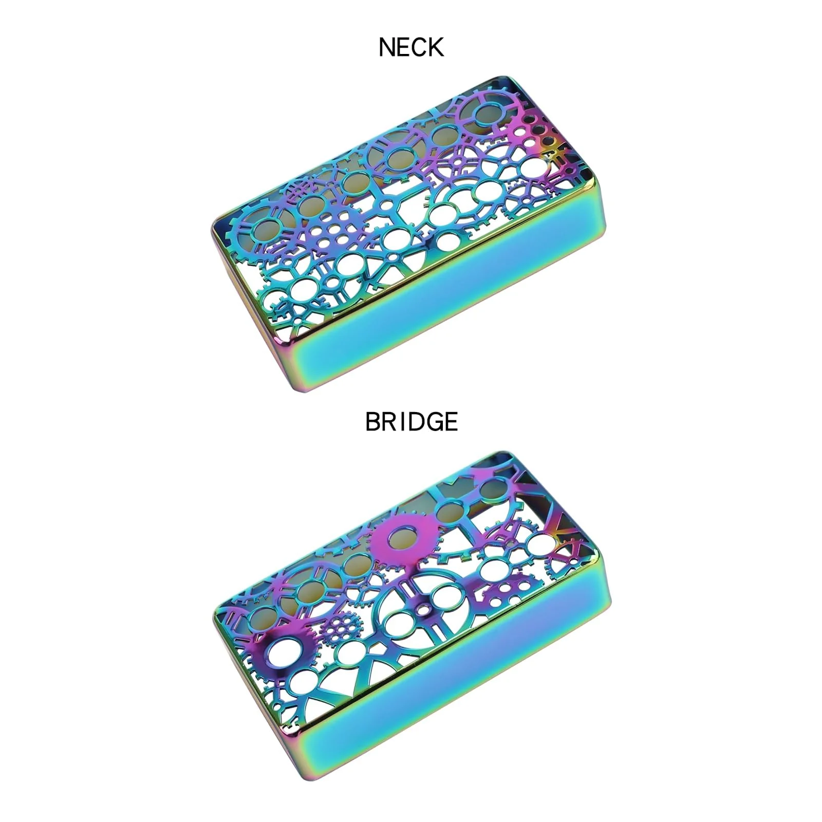 2 PCS Brass Humbucker Guitar Pickup Covers 50mm/52mm Pole Spacing engraved Guitar Pickup Covers Pickup Covers electric guitar pickup covers for Les Paul Electric Guitar (Colorful) Style A heptachrome - Image 5