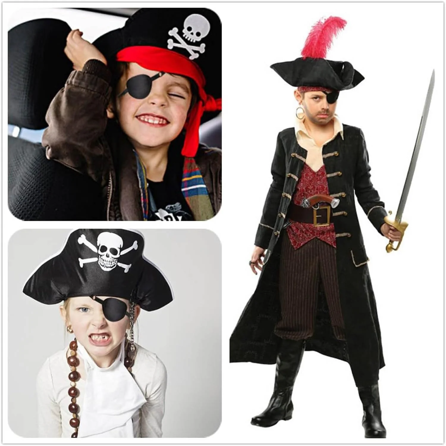 2 Pcs Eye Patch for Adults Kids,3D Adjustable Eye Patches for Amblyopia Lazy Pirate Costume(Black) - Image 5