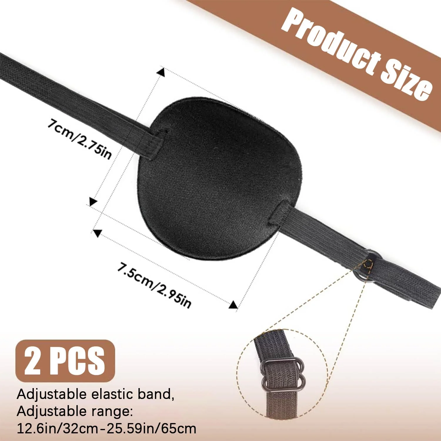 2 Pcs Eye Patch for Adults Kids,3D Adjustable Eye Patches for Amblyopia Lazy Pirate Costume(Black) - Image 7