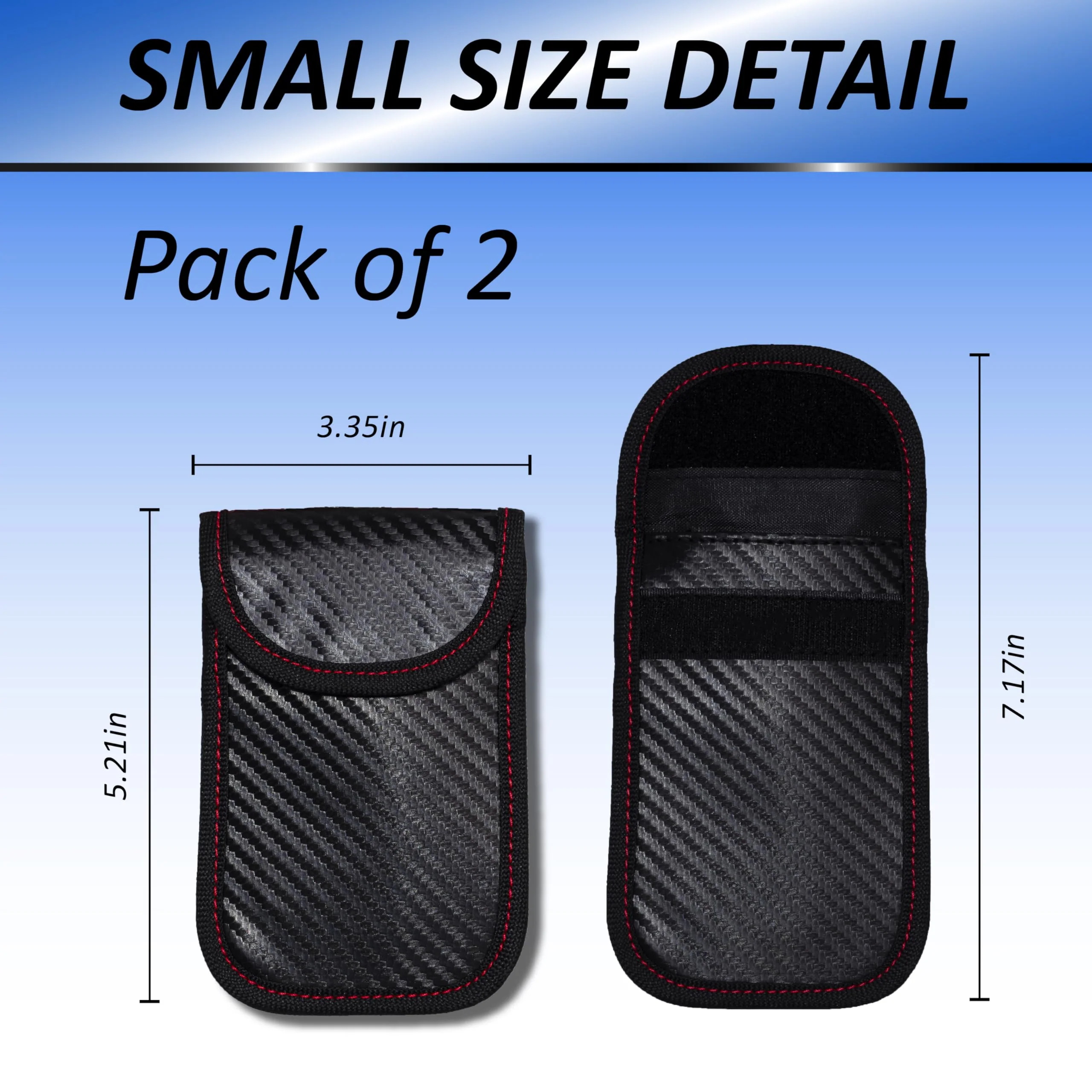 2 Pcs Faraday Bag for Car Keys, RFID Signal Blocking Pouch, Anti-Theft Key Fob Protector, Cell Phone Signal Blocker Case, Car Key Fob Cage Small-2 Carbon-Red - Image 2
