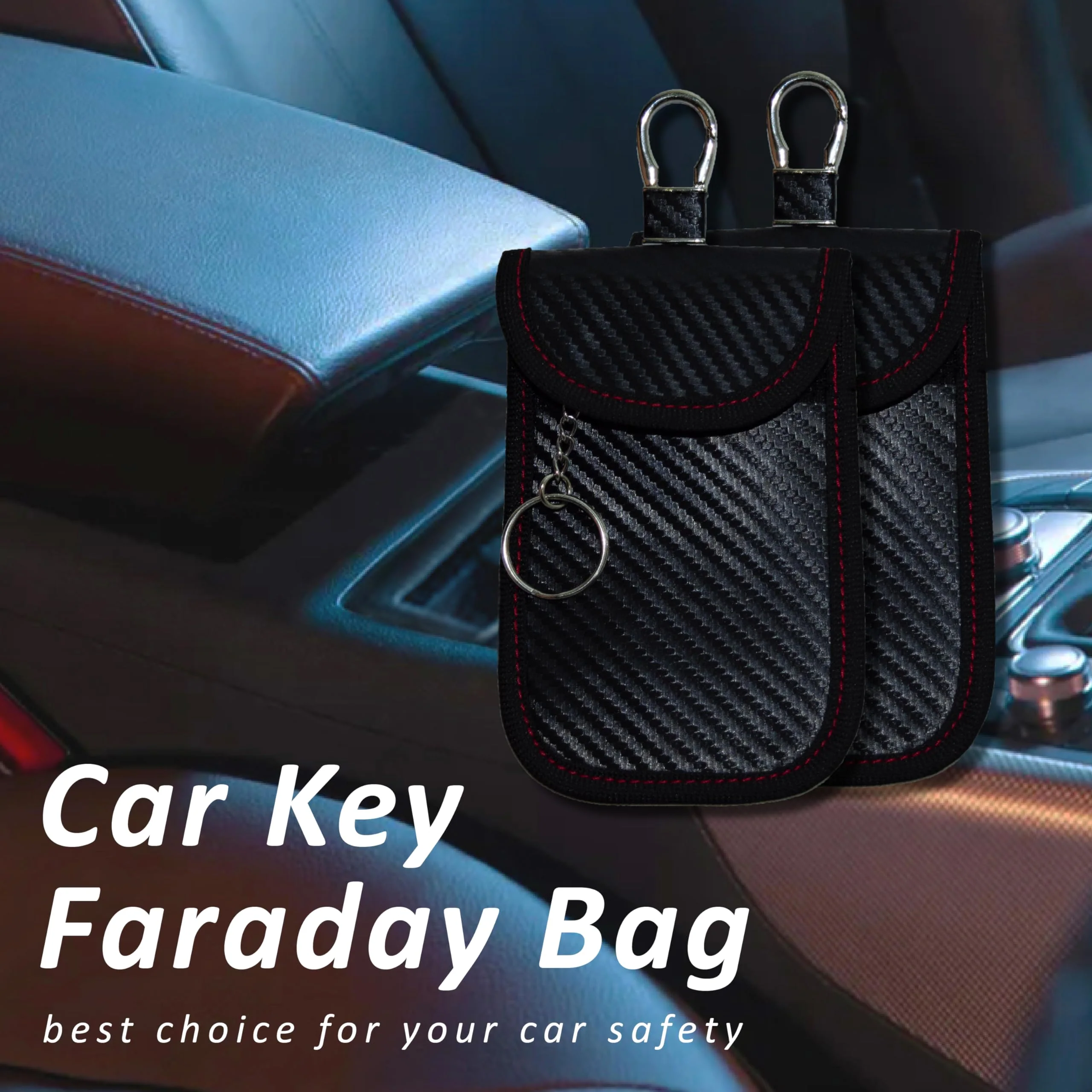 2 Pcs Faraday Bag for Car Keys, RFID Signal Blocking Pouch, Anti-Theft Key Fob Protector, Cell Phone Signal Blocker Case, Car Key Fob Cage Small-2 Carbon-Red - Image 7