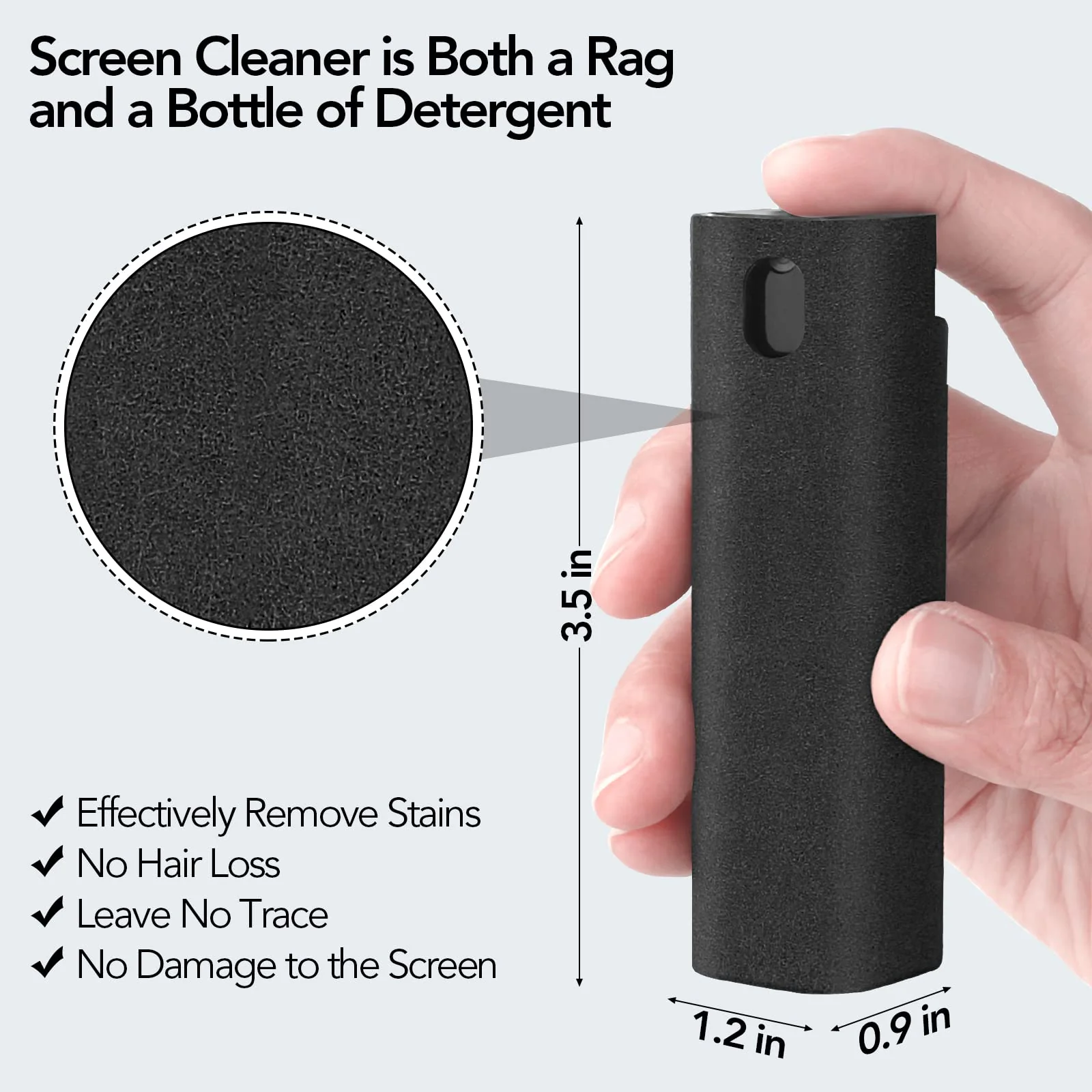 2 Pcs Fingerprint Proof Screen Cleaner, 3 in 1Touchscreen Mist Cleaner Spray Wipe Cleaner Screen Cleaner Soft Fiber Flannel,Safe for All Phones Glasses Tablet Laptop TV Watch Screens (Black) black - Image 3