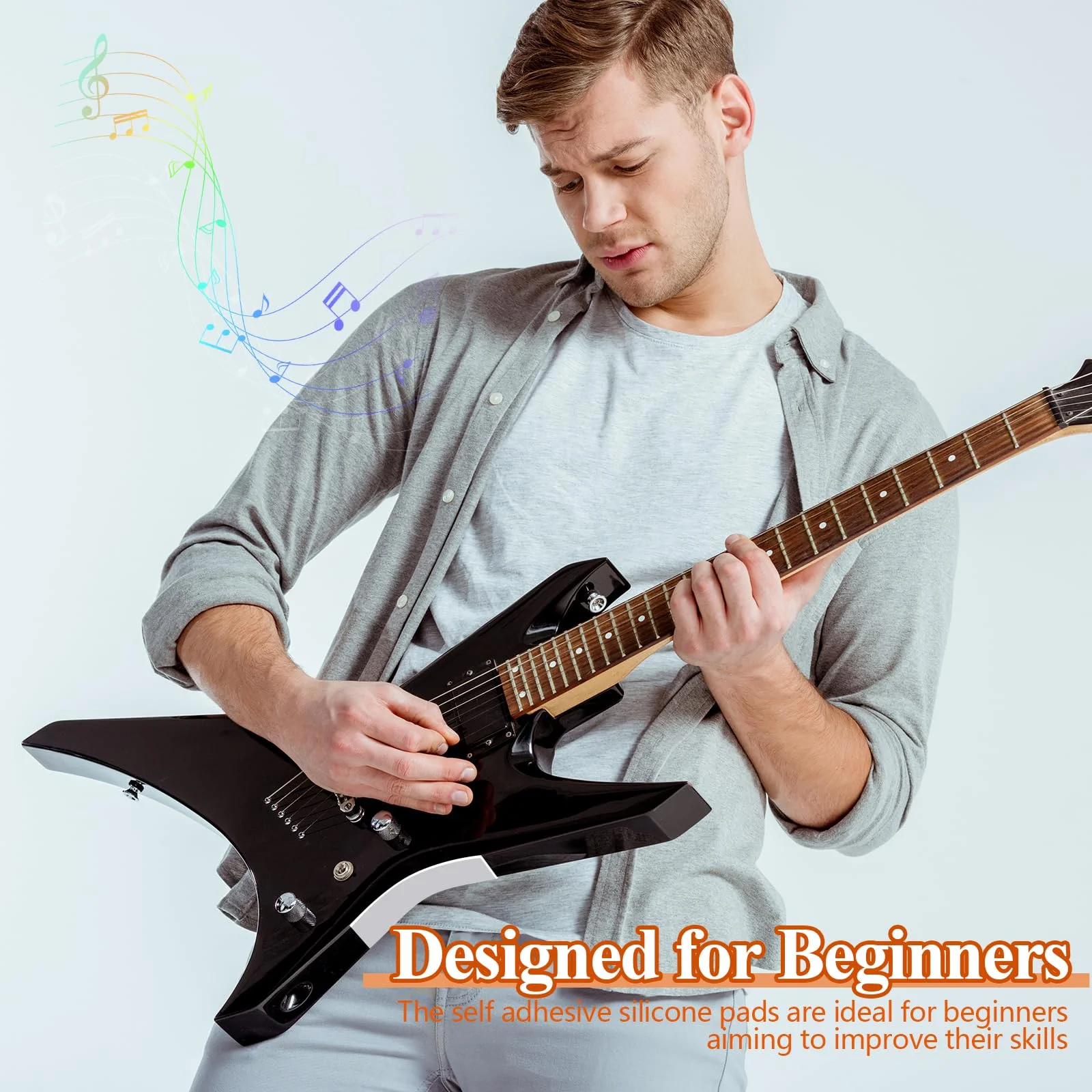 2 Pcs Guitar Non Slip Pad Keep Guitar from Sliding Guitar Accessories Self Adhesive Silicone Pads Guitar Aid for Beginners Keep Your Instrument in Place, Light Gray - Image 7