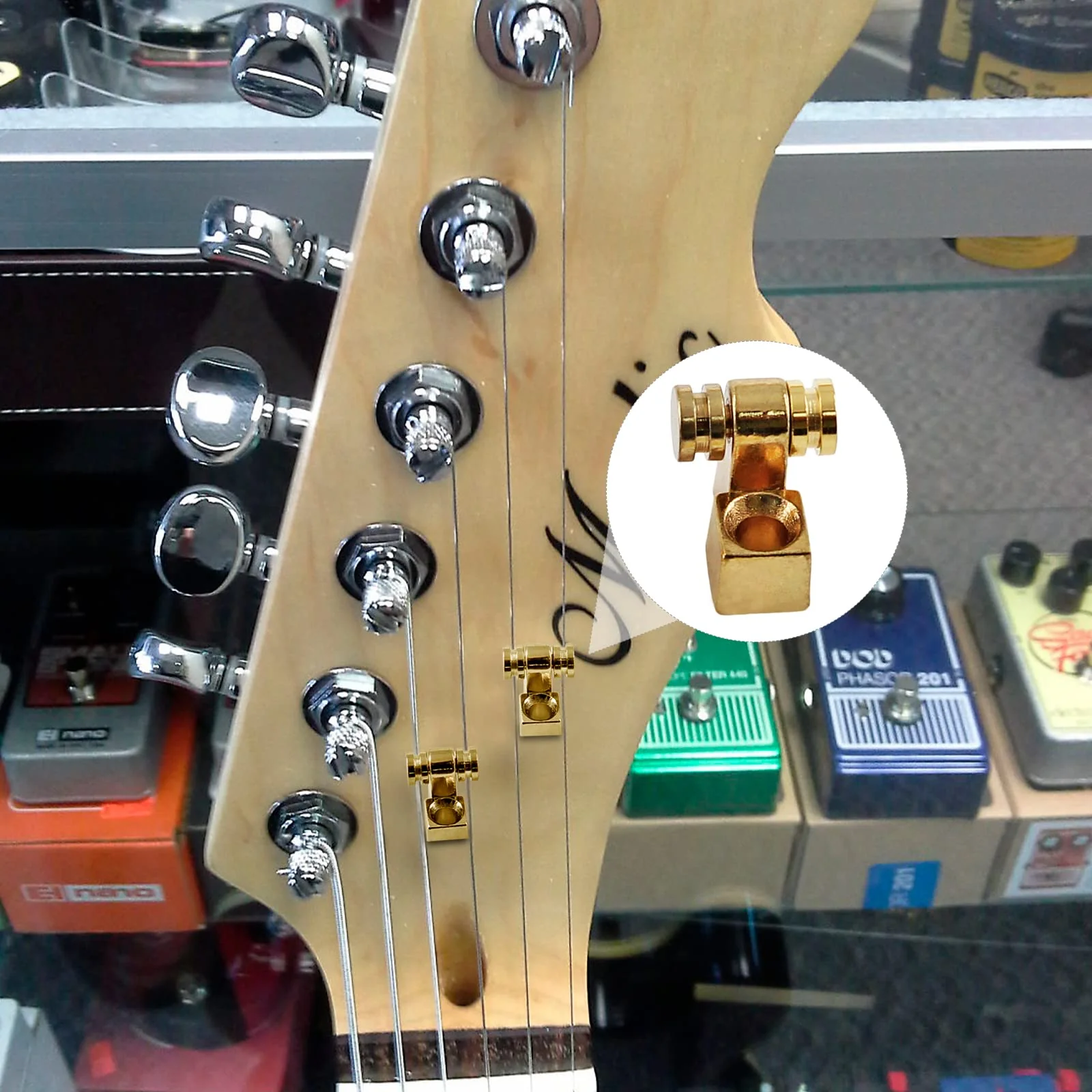 2 Pcs Guitar Roller String Tree, Gold String Tree Retainer Telecaster String Guide Bass String Retainer Screw for Tele Start(Brass) - Image 6