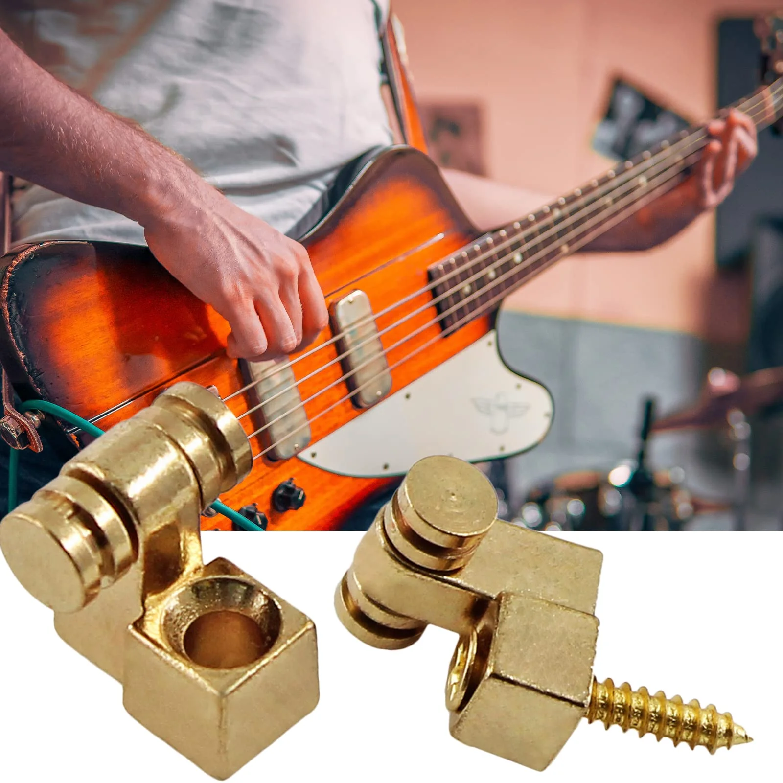 2 Pcs Guitar Roller String Tree, Gold String Tree Retainer Telecaster String Guide Bass String Retainer Screw for Tele Start(Brass) - Image 7